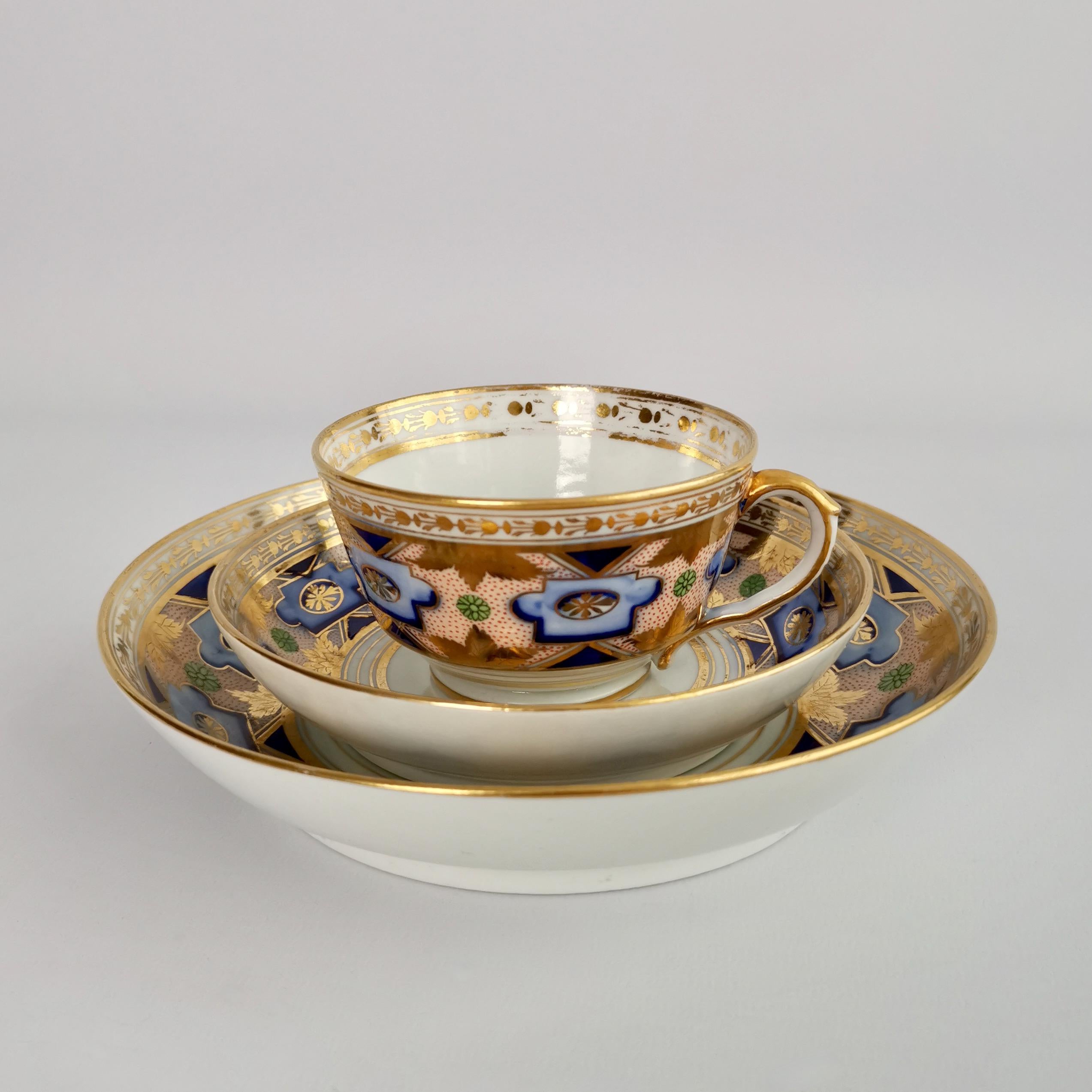 Herculaneum Porcelain Teacup Trio, Blue and Gilt Regency, 1800-1815 1