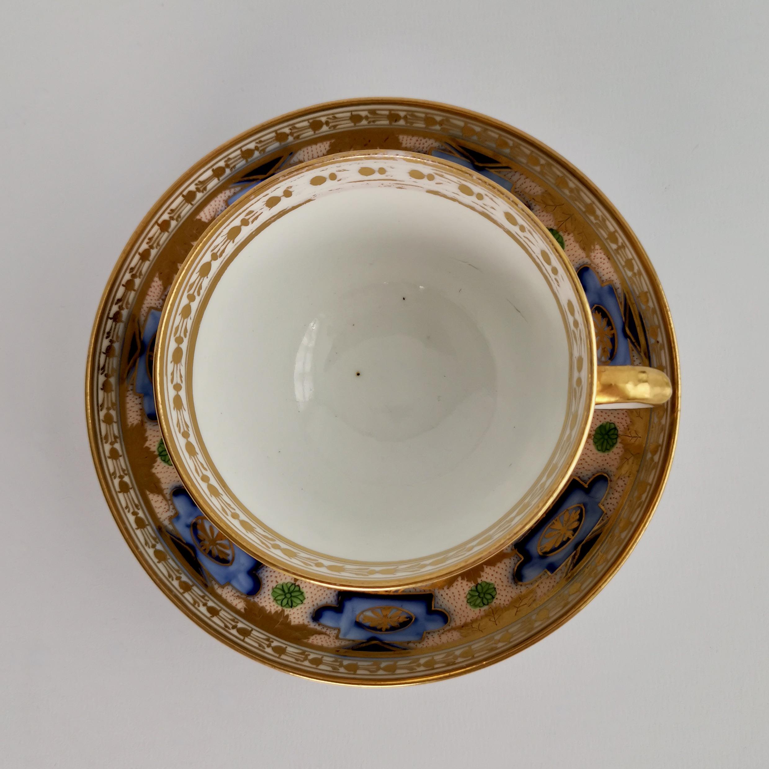 Herculaneum Porcelain Teacup Trio, Blue and Gilt Regency, 1800-1815 6