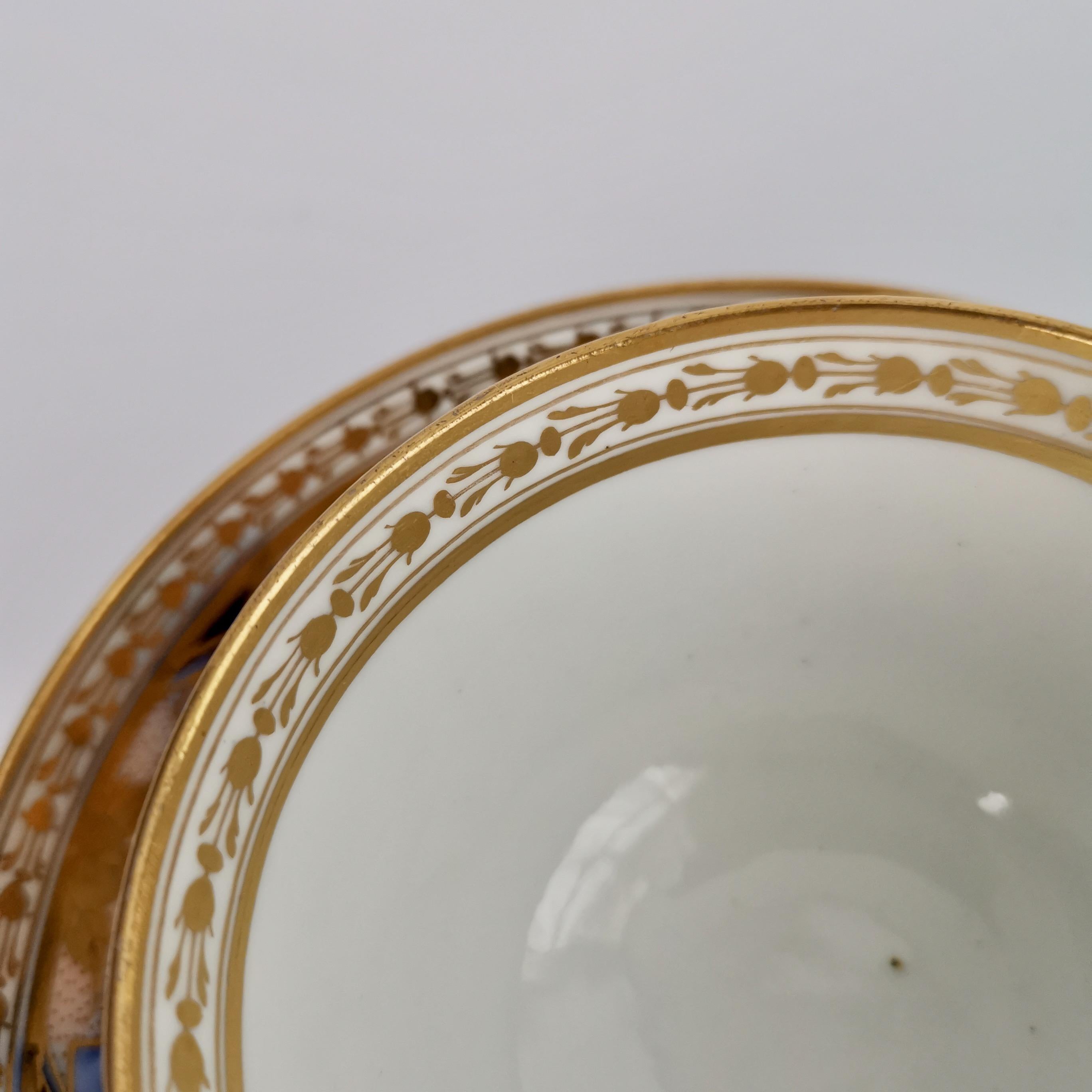 Herculaneum Porcelain Teacup Trio, Blue and Gilt Regency, 1800-1815 7