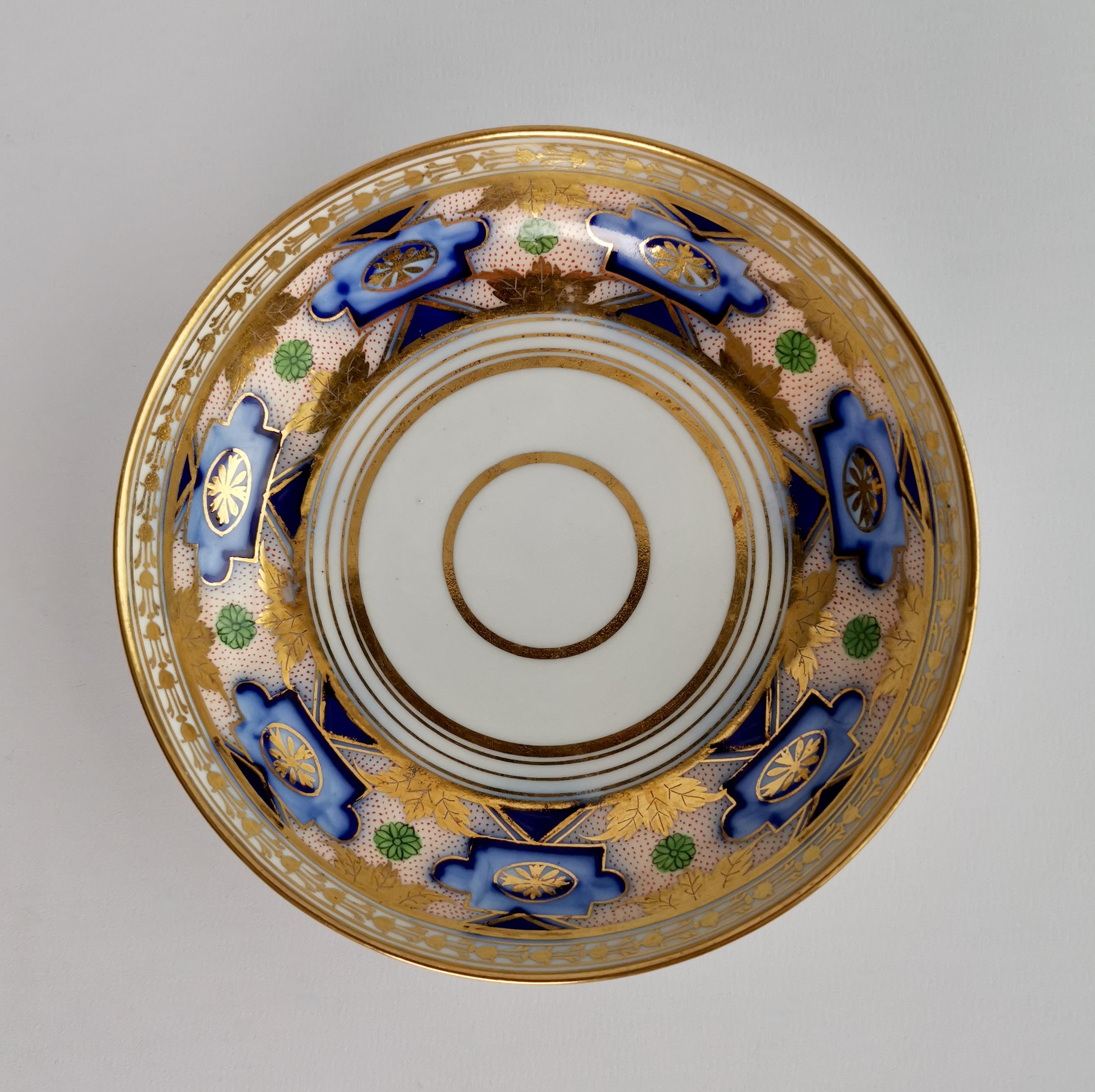 Herculaneum Porcelain Teacup Trio, Blue and Gilt Regency, 1800-1815 In Good Condition In London, GB