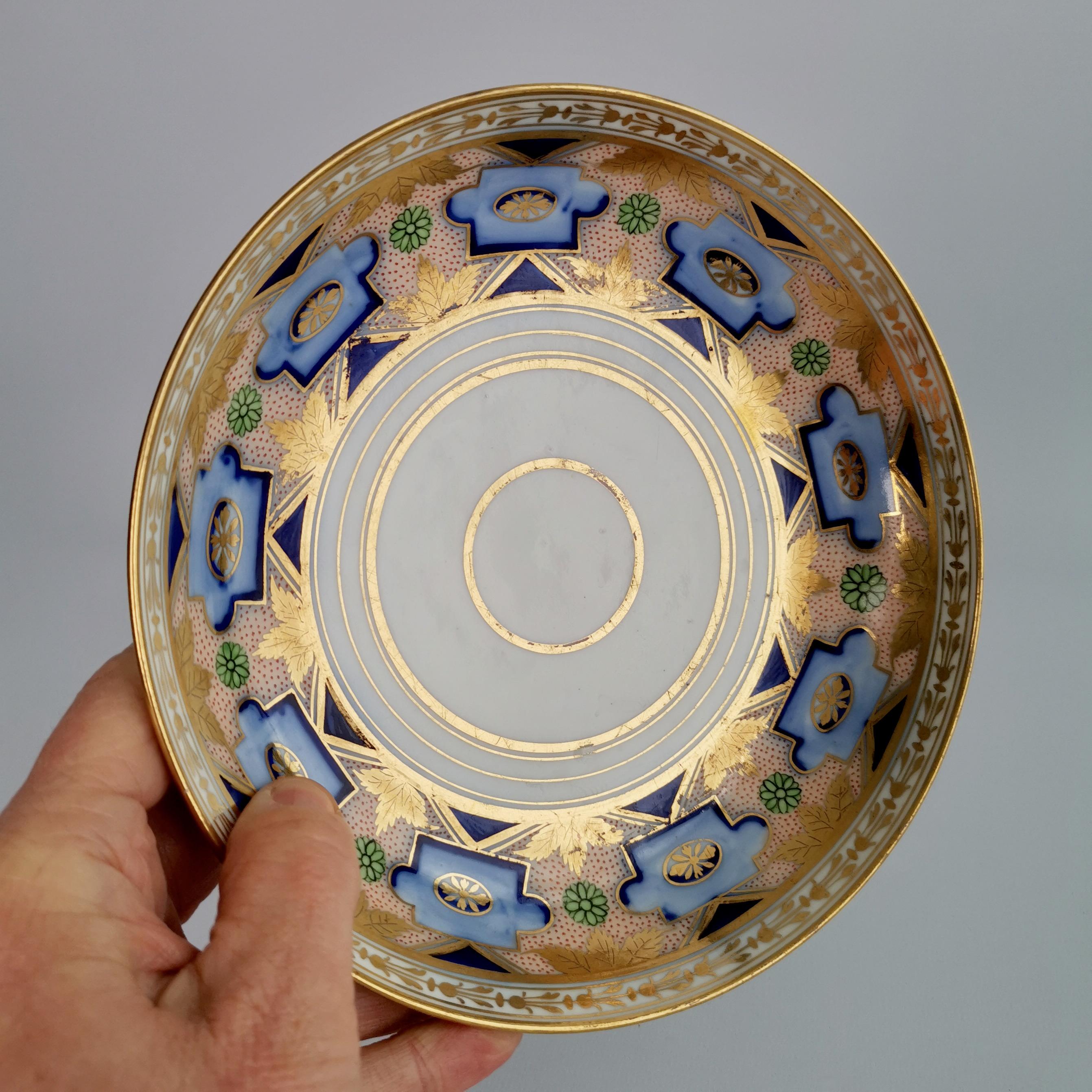 Herculaneum Porcelain Teacup Trio, Blue and Gilt Regency, 1800-1815 2