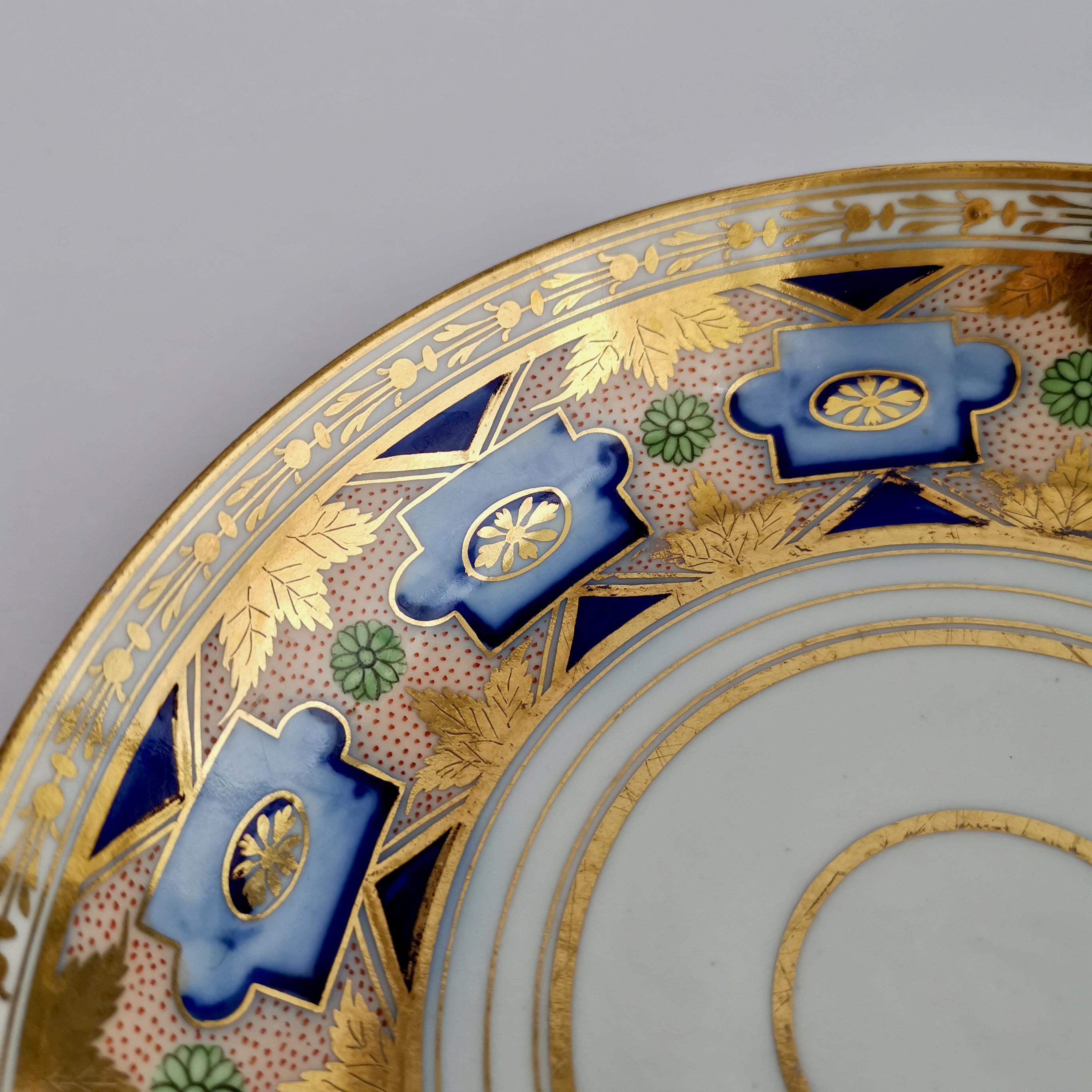 Herculaneum Porcelain Teacup Trio, Blue and Gilt Regency, 1800-1815 3