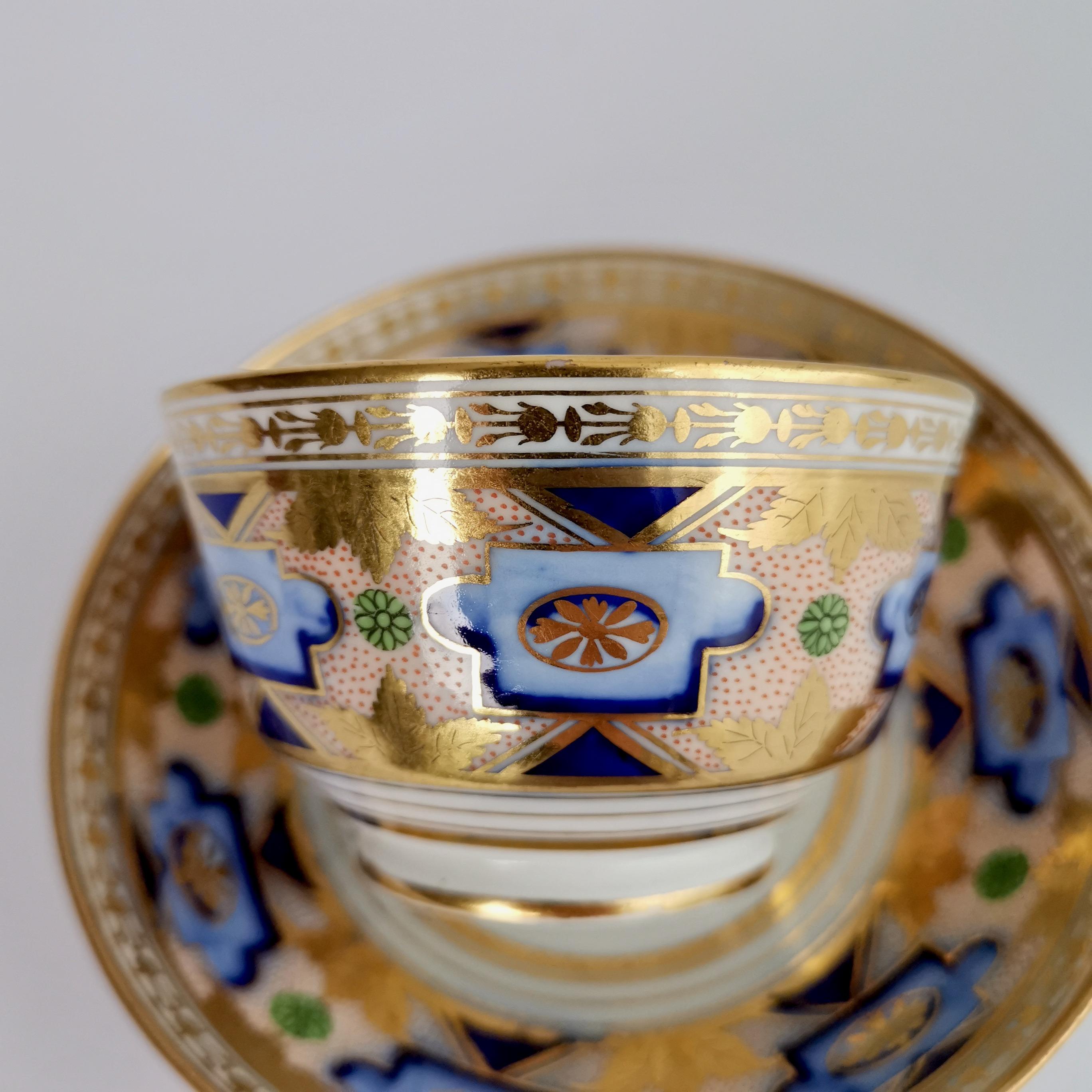 Herculaneum Porcelain Teacup Trio, Blue and Gilt Regency, 1800-1815 4