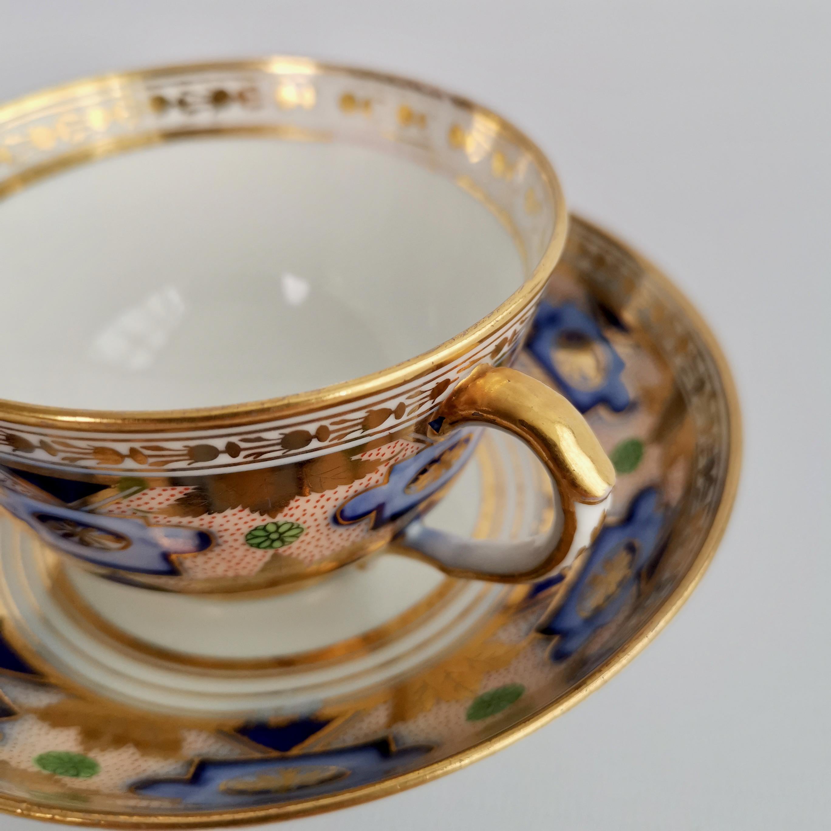 Herculaneum Porcelain Teacup Trio, Blue and Gilt Regency, 1800-1815 5