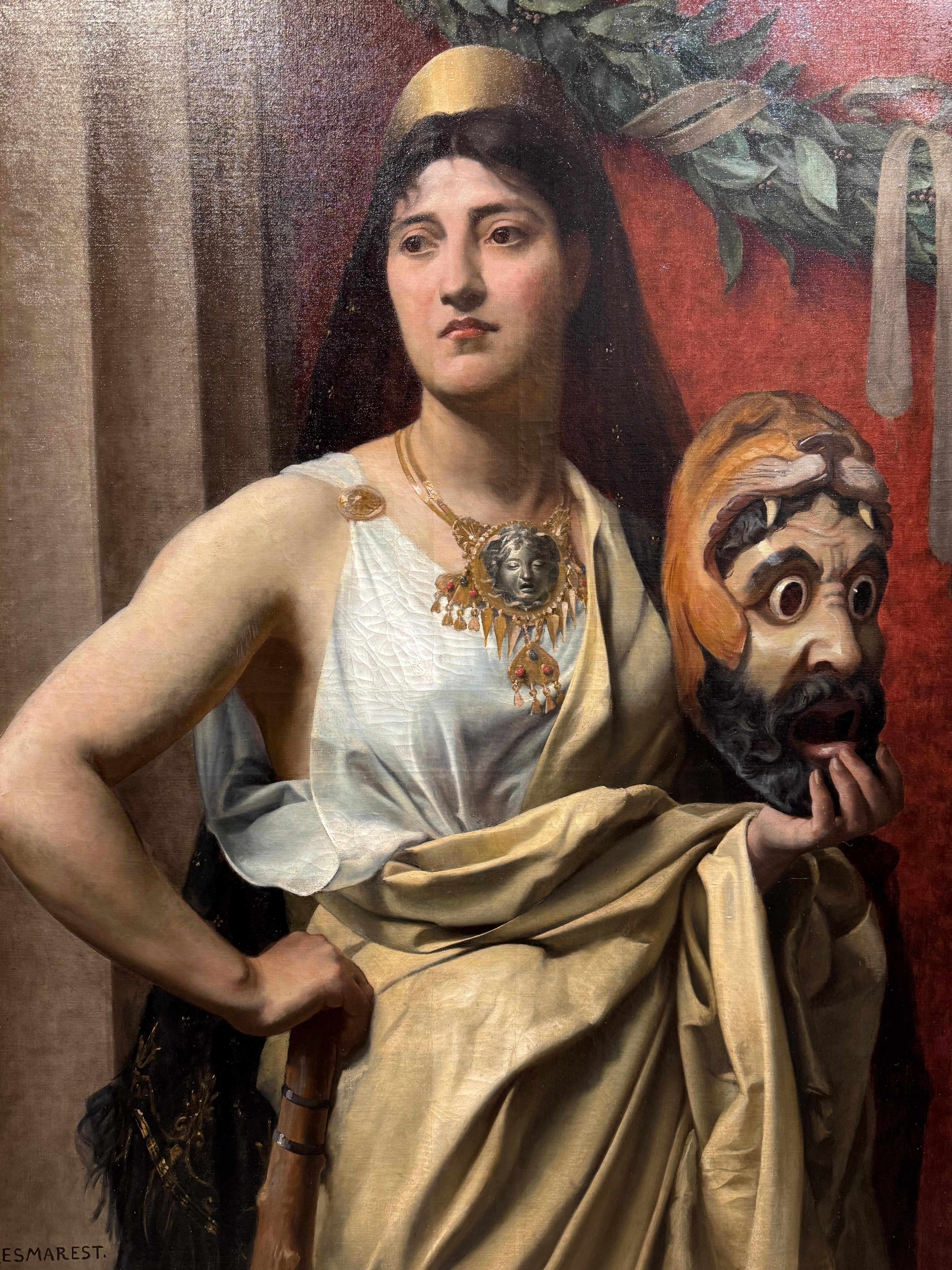 Omphale, die Königin von Lydien, kauft Herkules, um ihn zu ihrem Sklaven und dann zu ihrem Ehemann zu machen.
Bei Ovid zwingt sie ihn, Frauenkleider zu tragen, während sie sich mit dem Fell des nemeischen Löwen und der Keule versorgt. 
Signiert