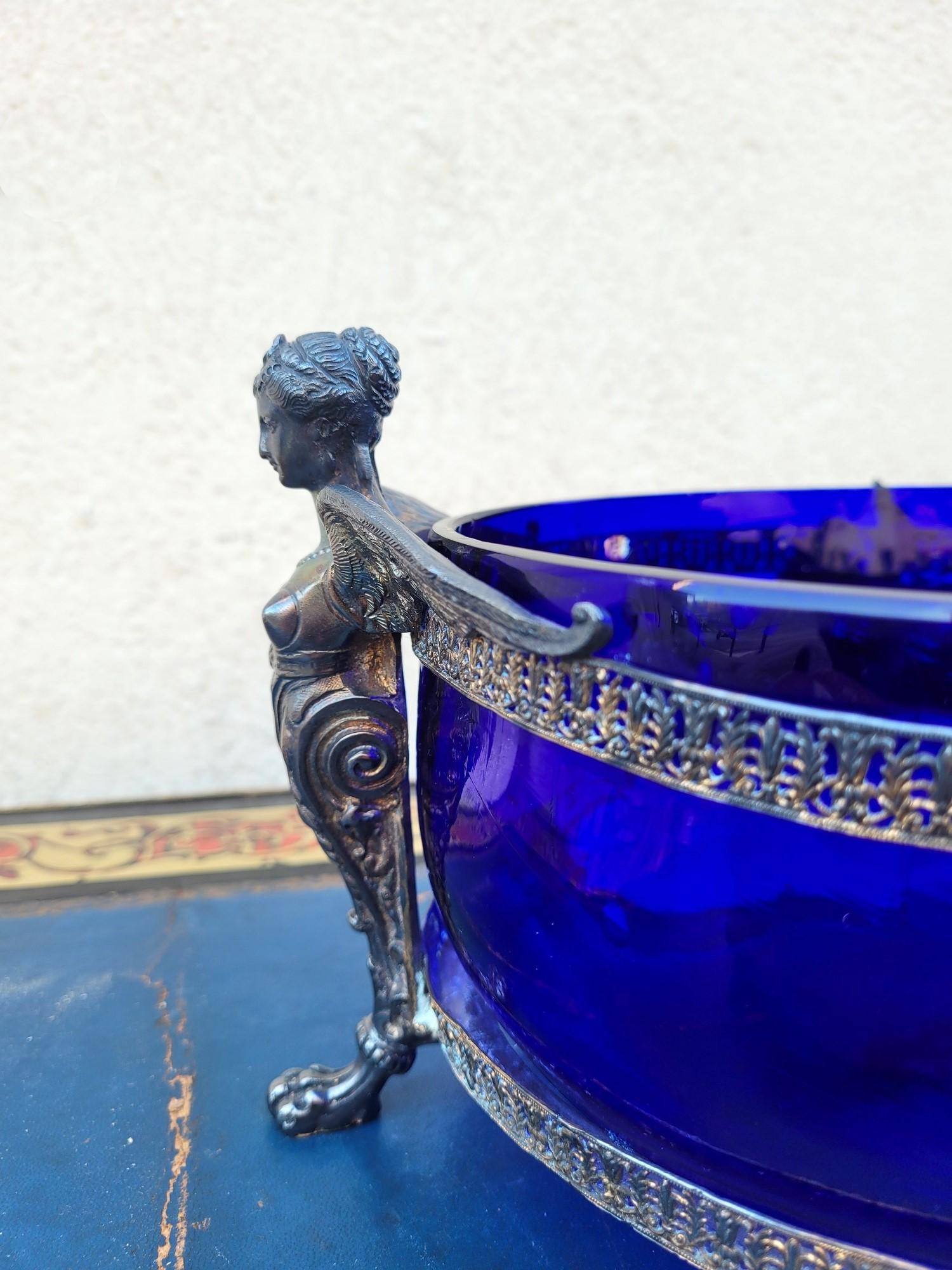 Hercules And Omphale, Glass And Silverplated  Metal Bowl , Late 19th Early 20th For Sale 6