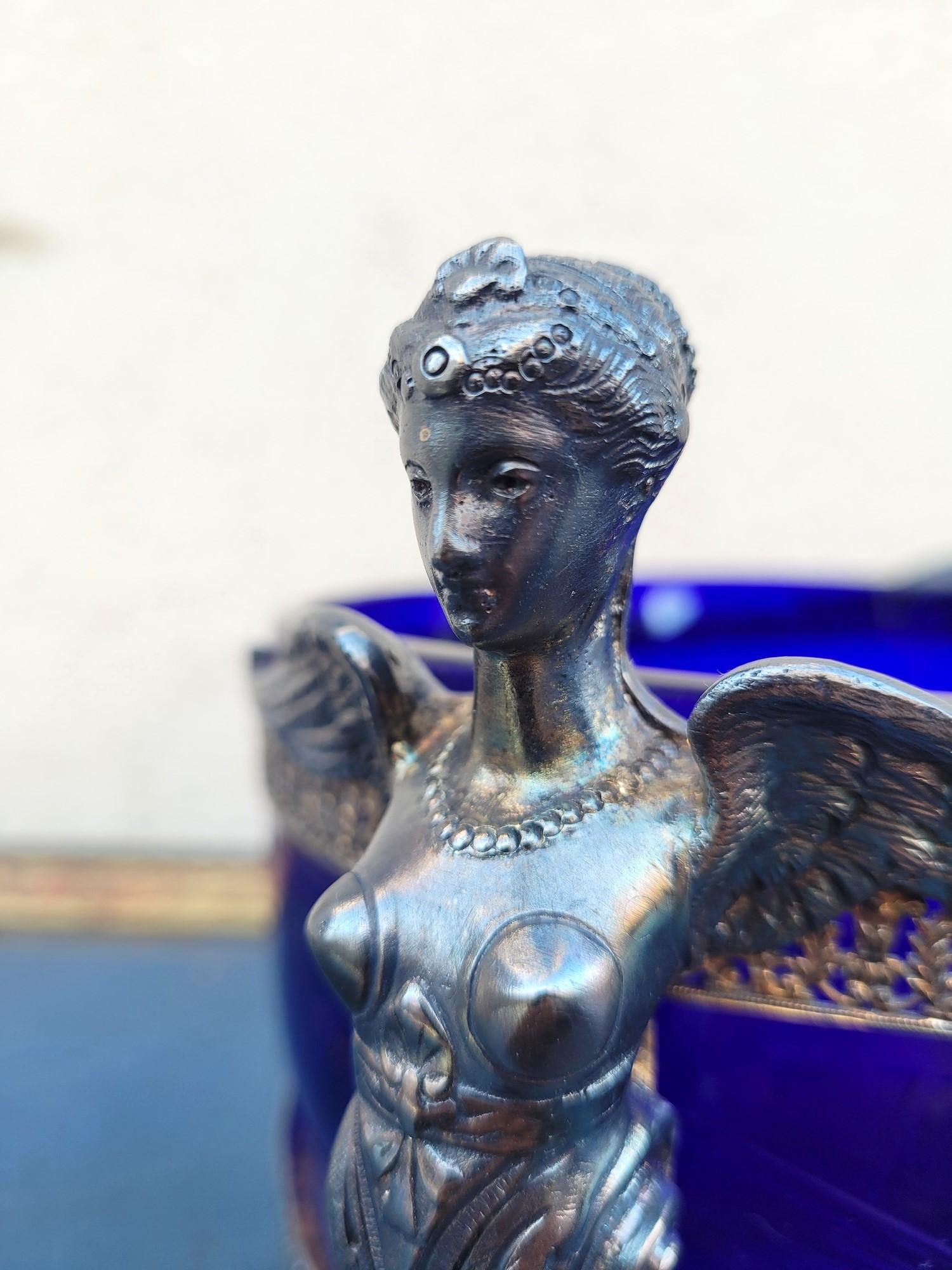 19th Century Hercules And Omphale, Glass And Silverplated  Metal Bowl , Late 19th Early 20th For Sale