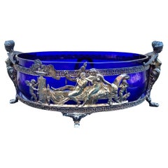 Hércules y Onfalia, cristal y plateado  Cuenco de metal , Finales del XIX Principios del XX