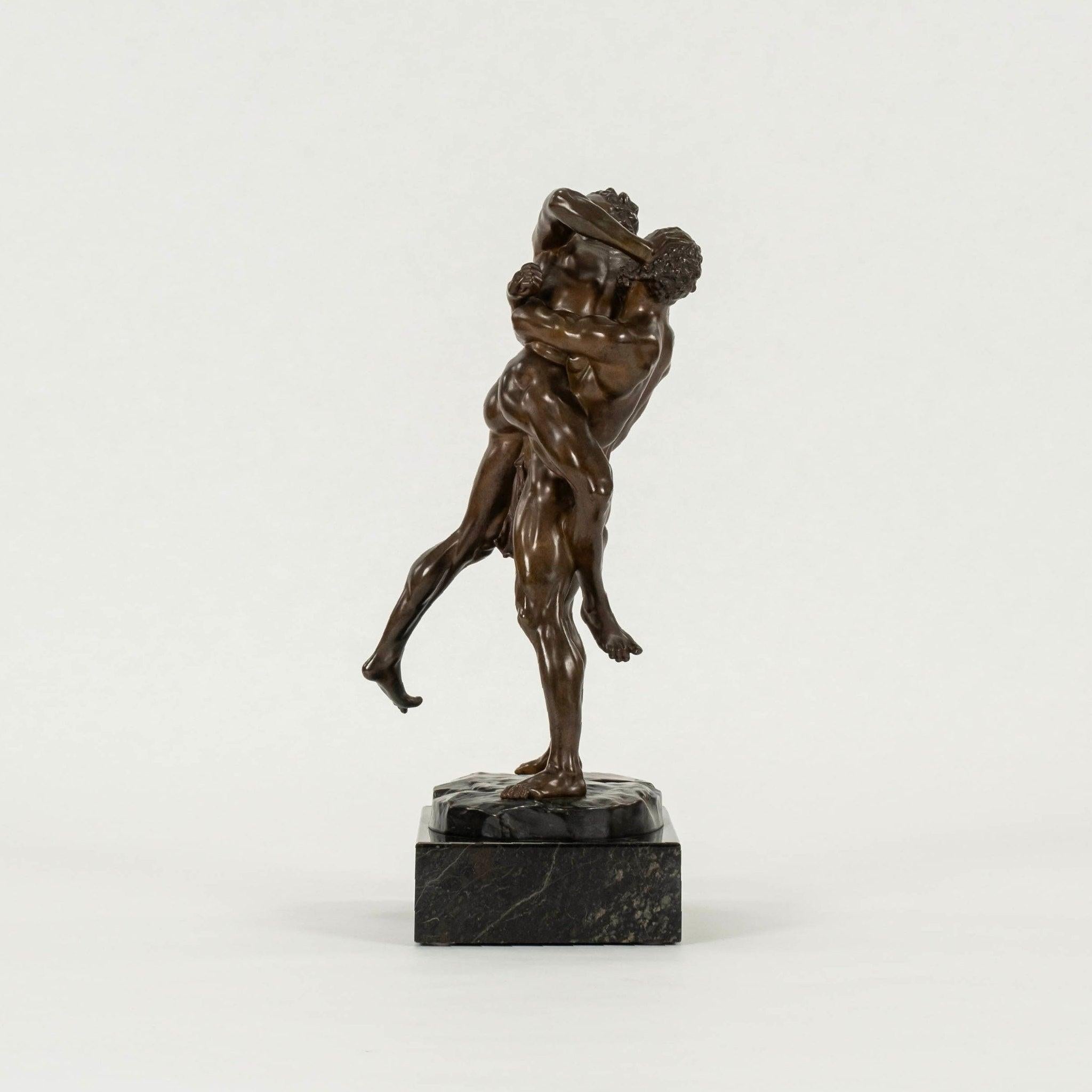 XIX secolo Ercole Anteo - Scultura in bronzo di Carl Kauba in vendita