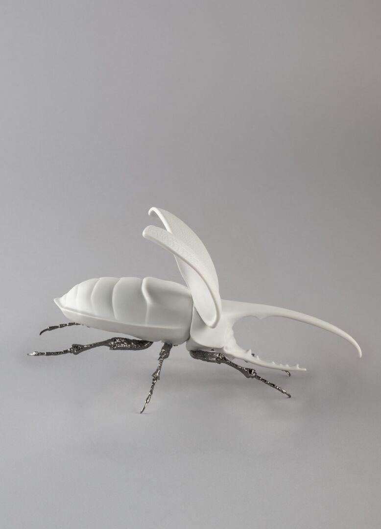 Hand-Crafted Lladró Hercules Beetle Figurine, Matte White For Sale