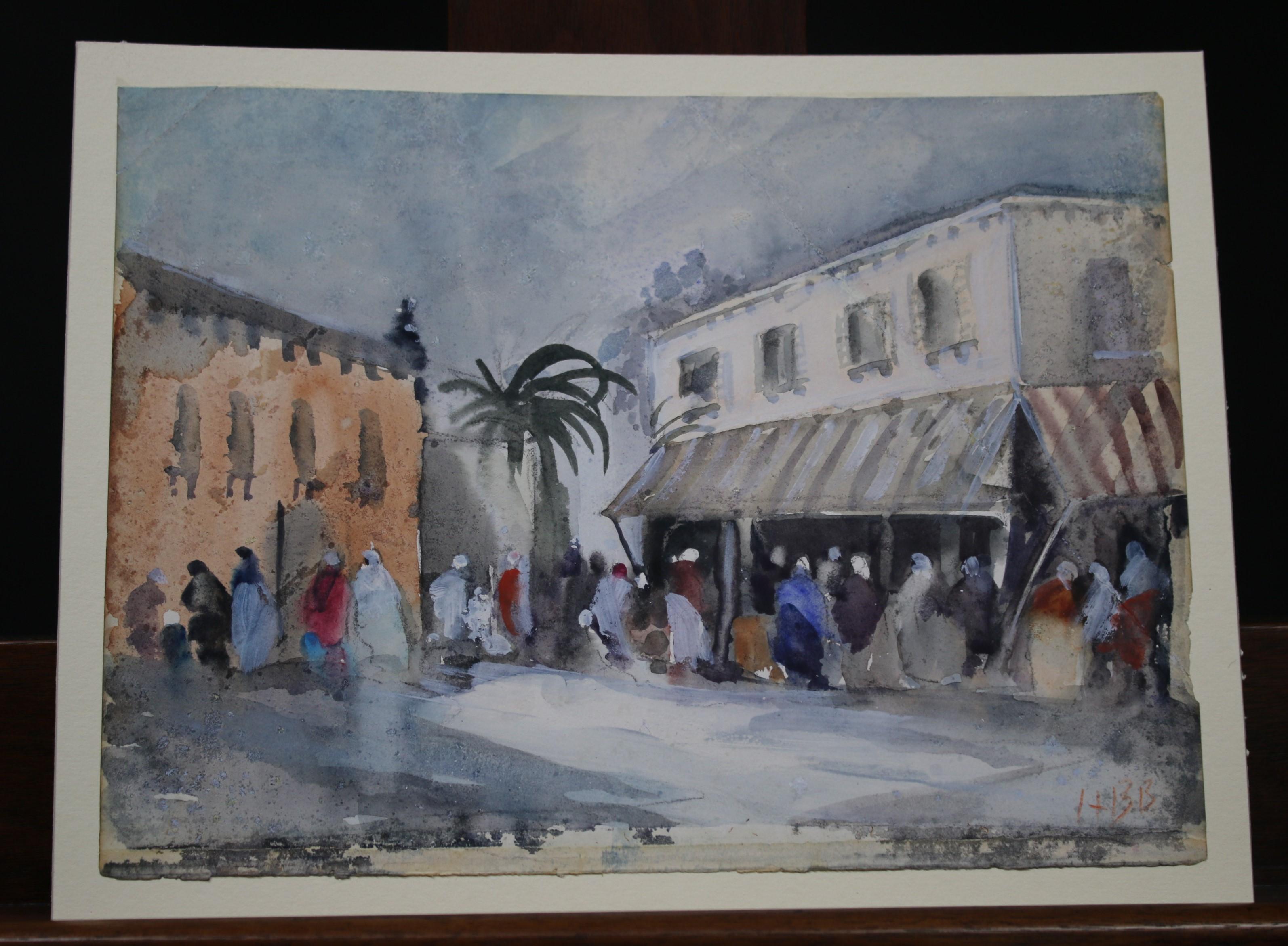 Hercules Brabazon Brabazon Landscape Painting - A North African Market 