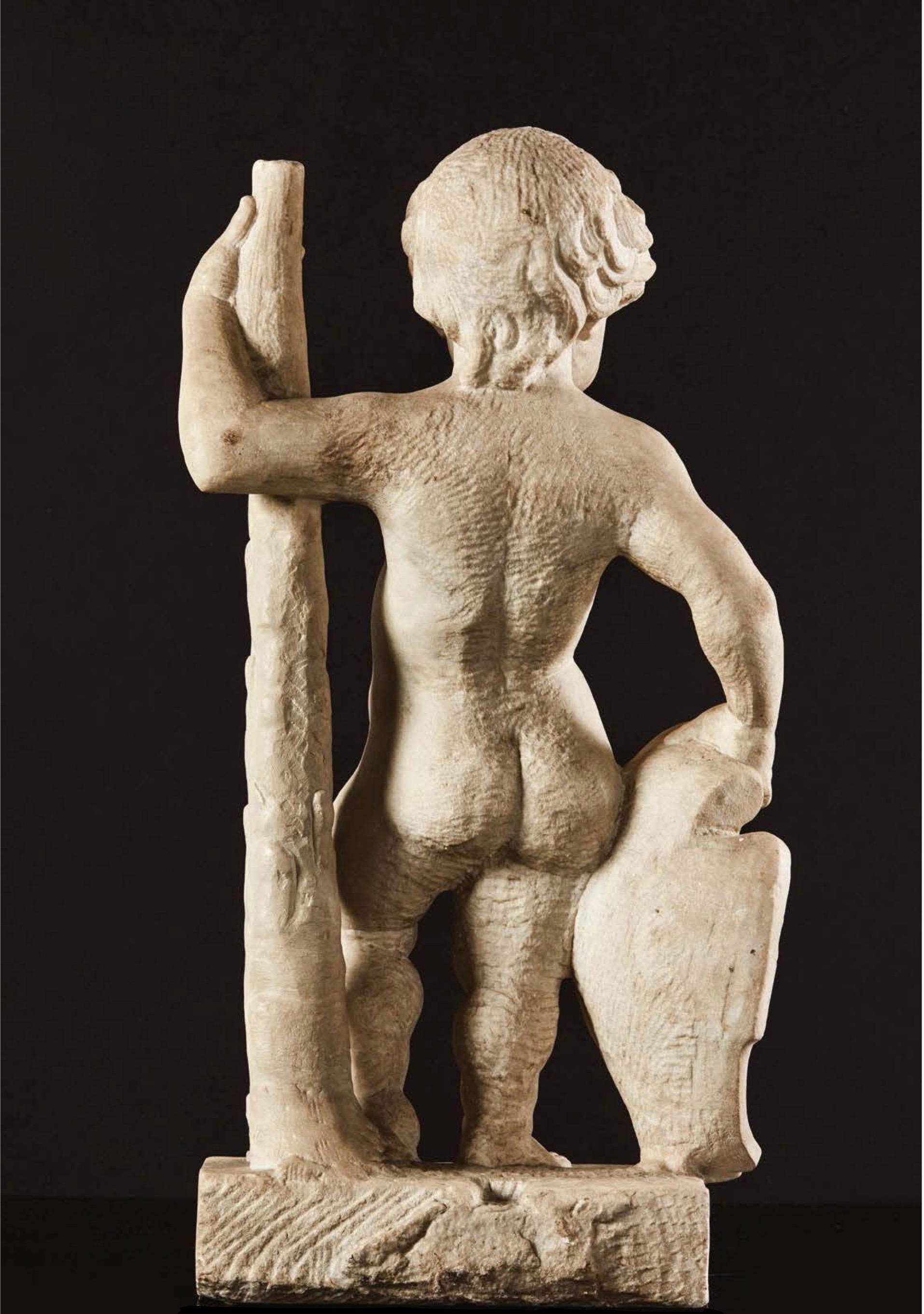 Renaissance Hercules Holding a Coat of Arms, Flemish, XVII Century For Sale