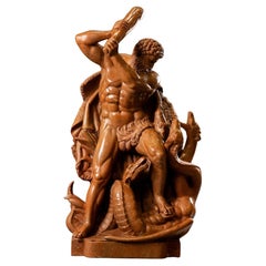 Hercule, Hydre de Lerne, marbre Giallo Antico, 100 cm de haut