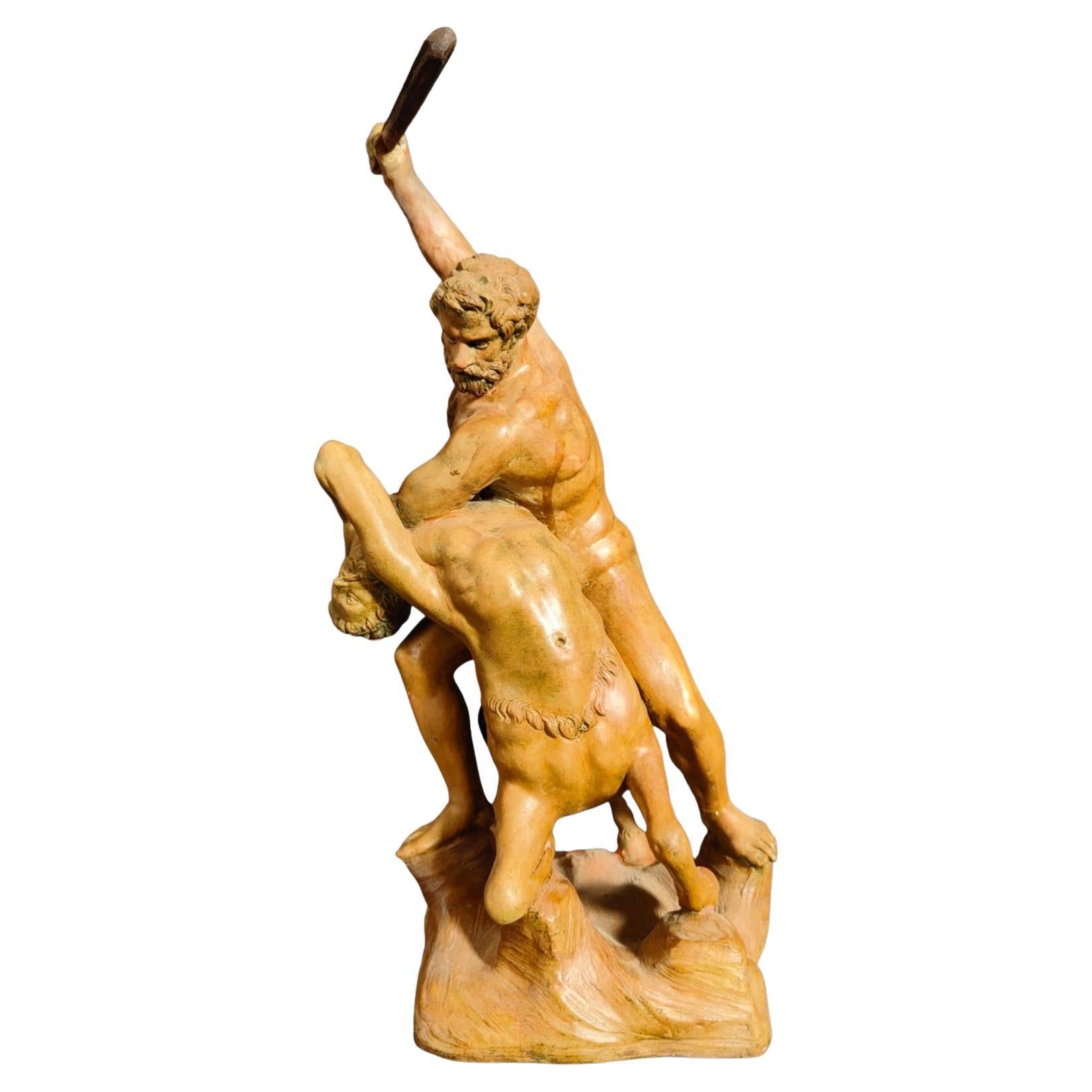 Herkules, der den Zentauren tötet Terrakotta 18. Jahrhundert