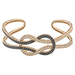 Hercules Knot Open Bangle Bracelet 18Kt Rose Gold with Black & White Diamonds