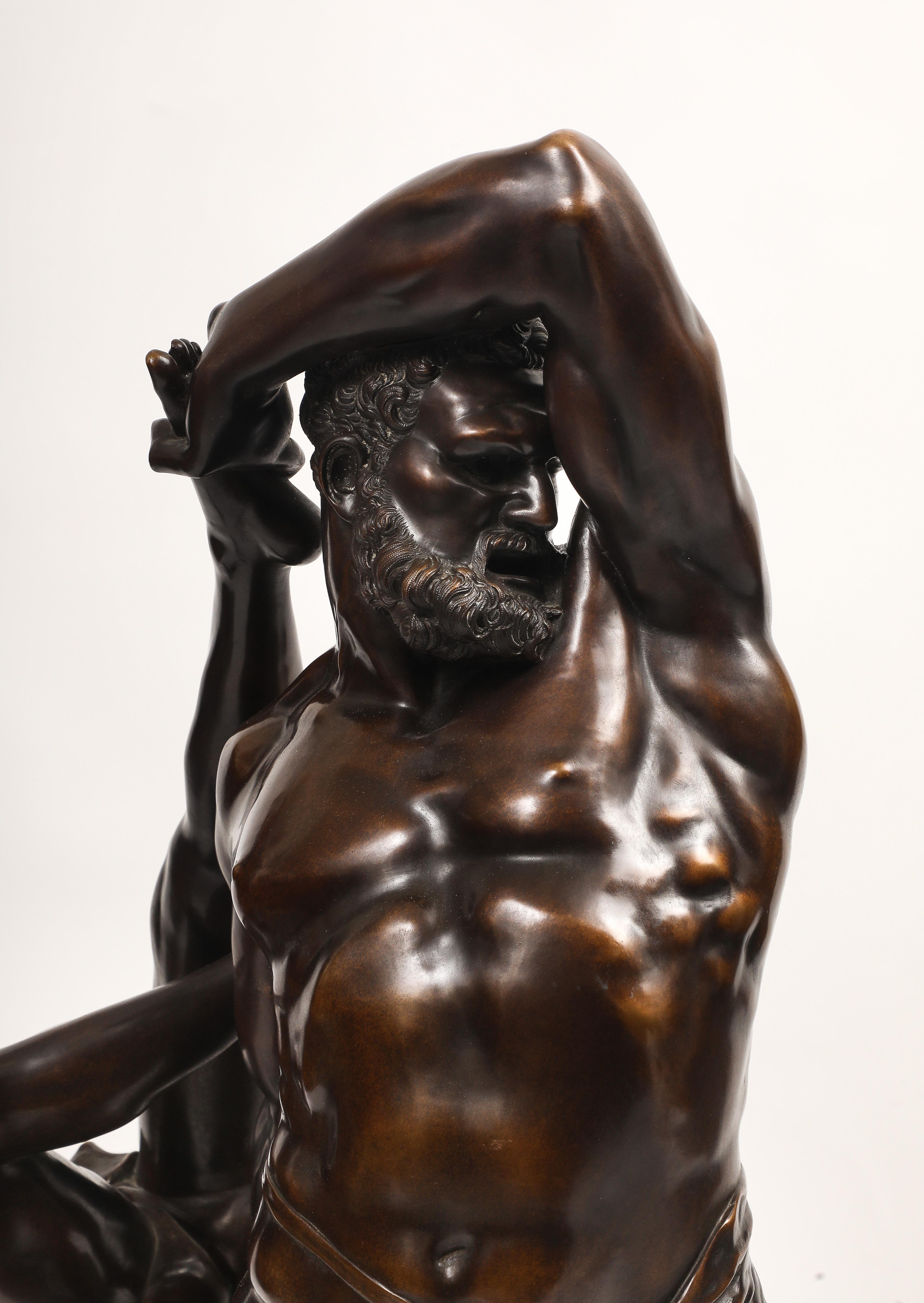 Hercule et Lichas, Grand Tour Groupe italien en bronze patiné, Antonio Canova en vente 3