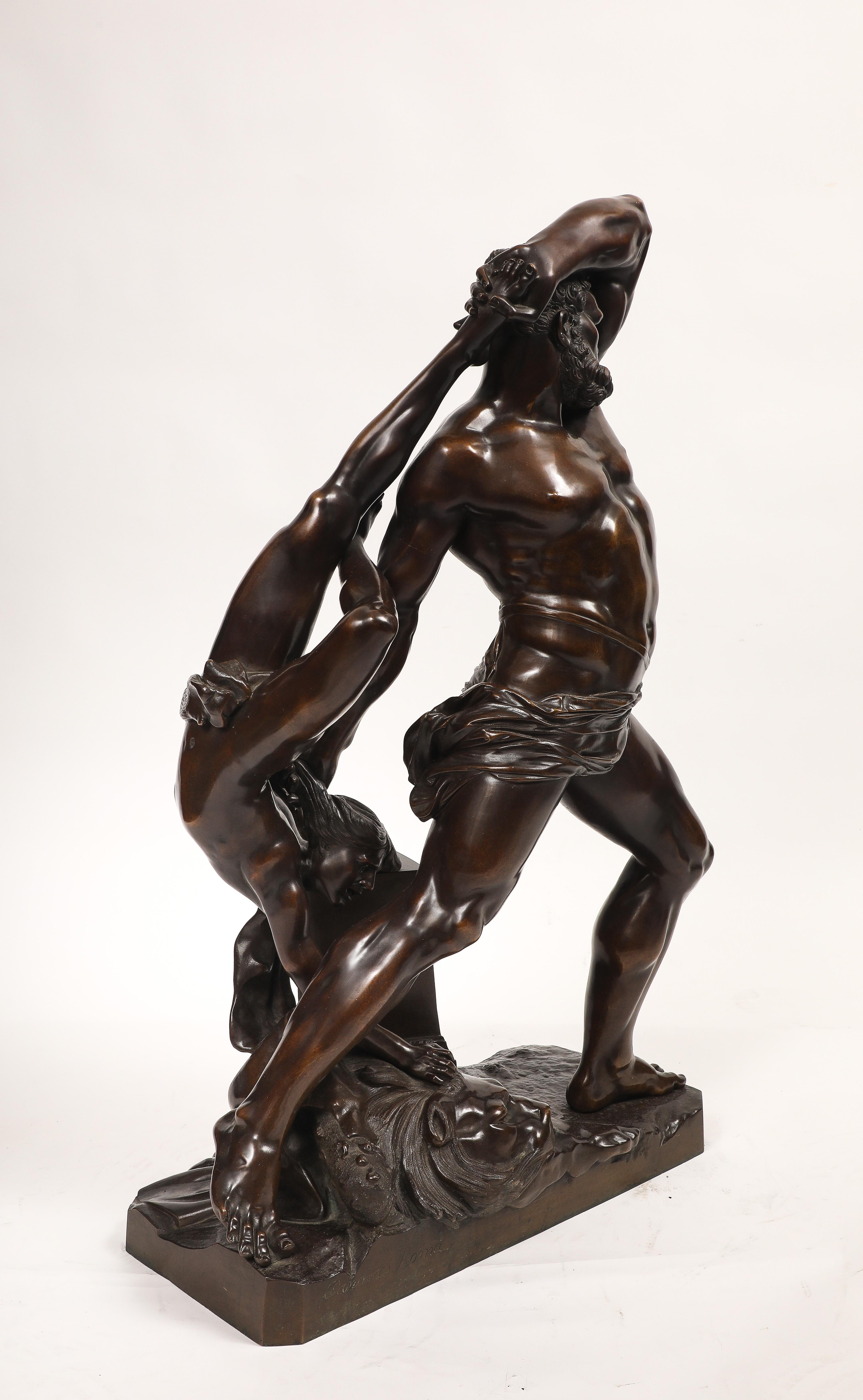 Néoclassique Hercule et Lichas, Grand Tour Groupe italien en bronze patiné, Antonio Canova en vente
