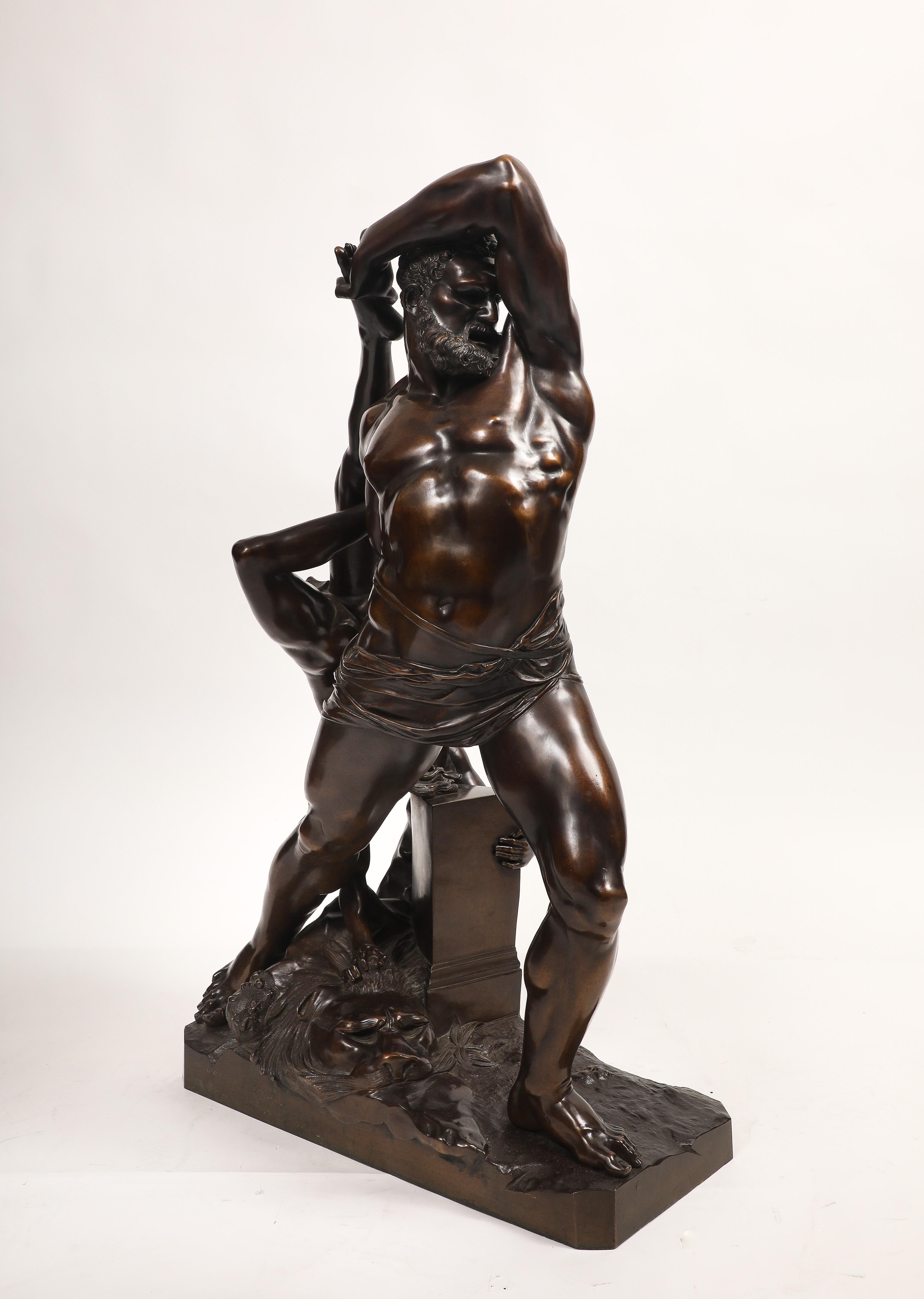 Patiné Hercule et Lichas, Grand Tour Groupe italien en bronze patiné, Antonio Canova en vente