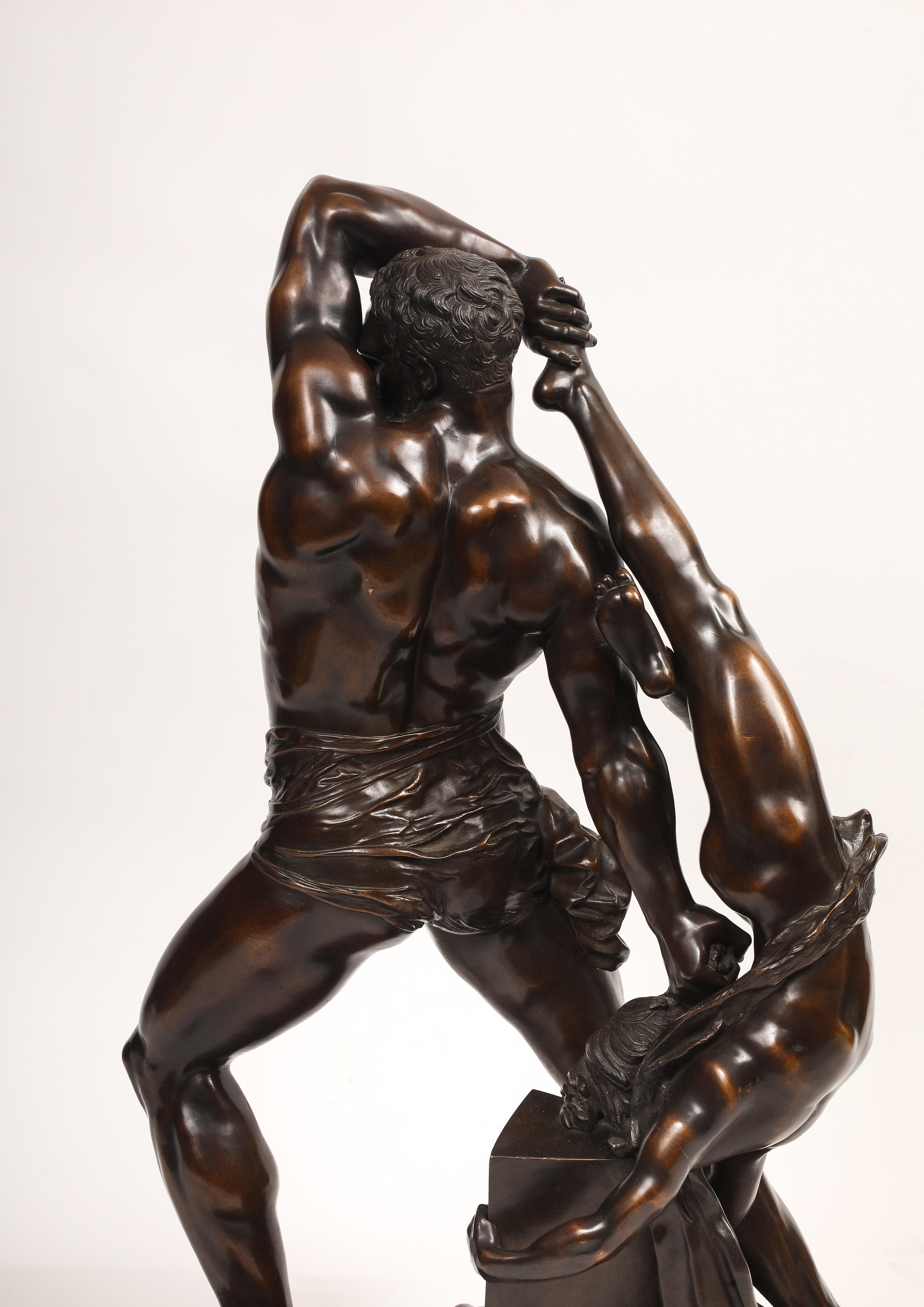 Bronze Hercule et Lichas, Grand Tour Groupe italien en bronze patiné, Antonio Canova en vente