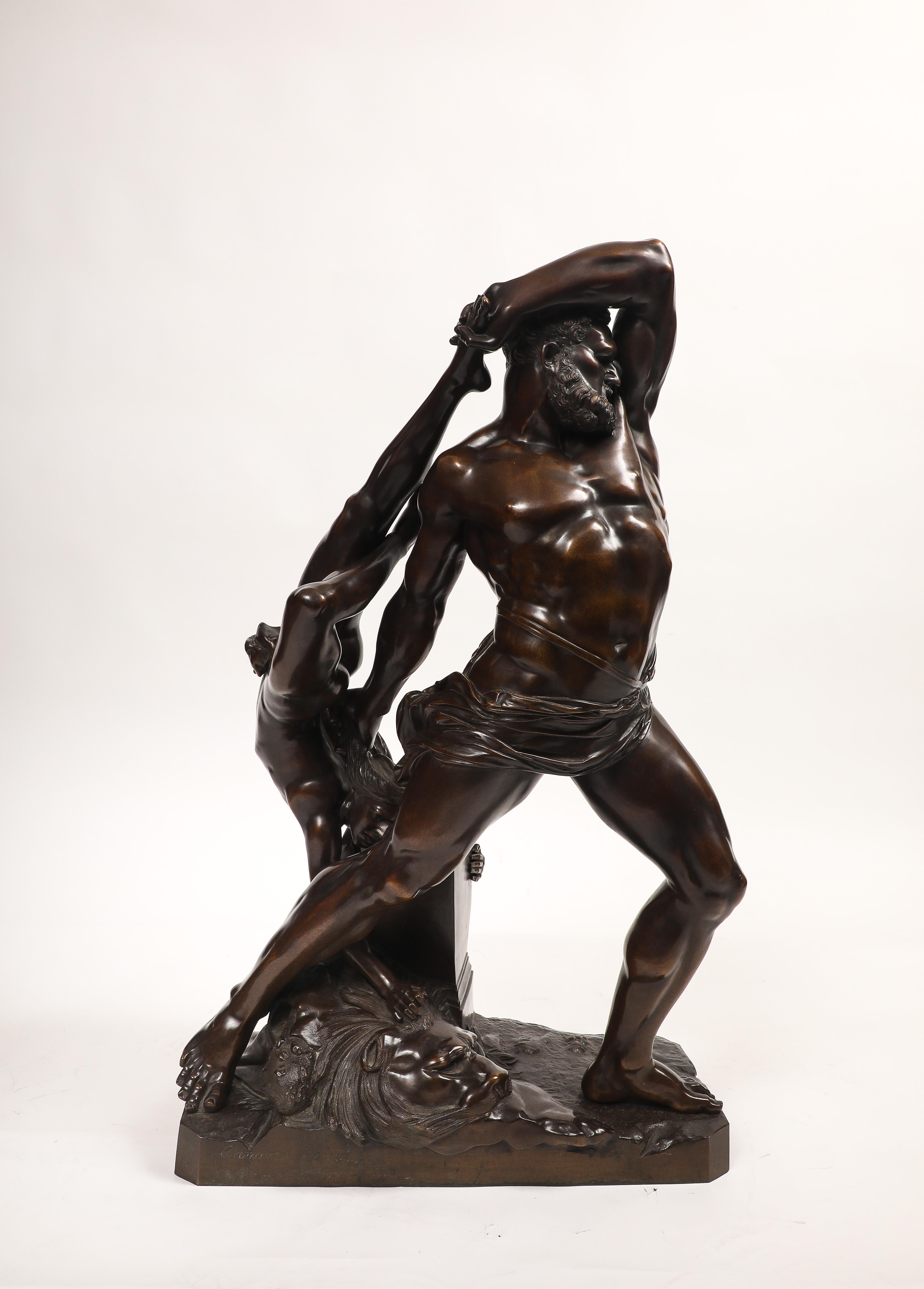 Hercule et Lichas, Grand Tour Groupe italien en bronze patiné, Antonio Canova en vente