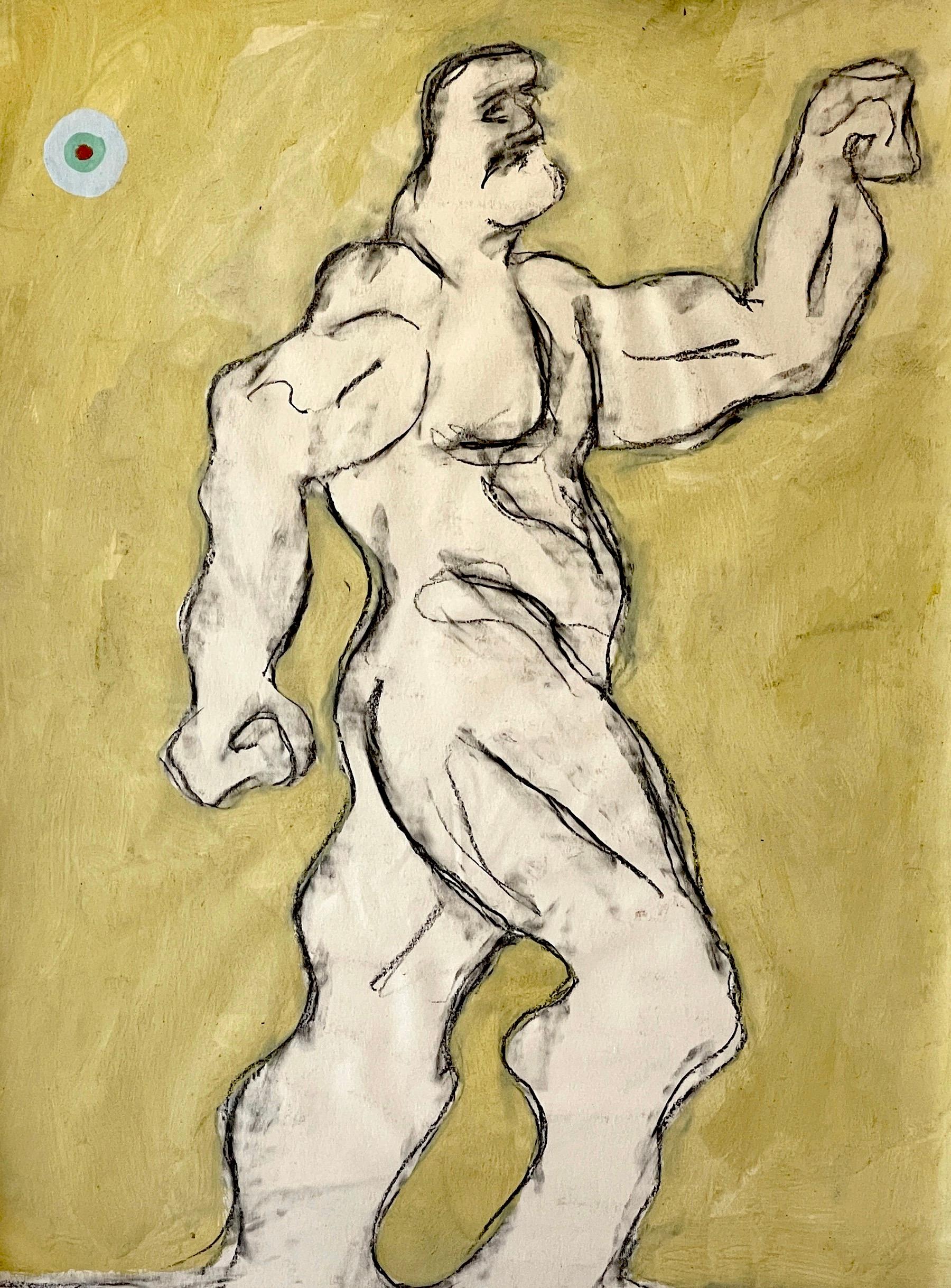 American 'Hercules' Oil/Mixed Media on Paper, 1960s by Douglas D. Peden For Sale