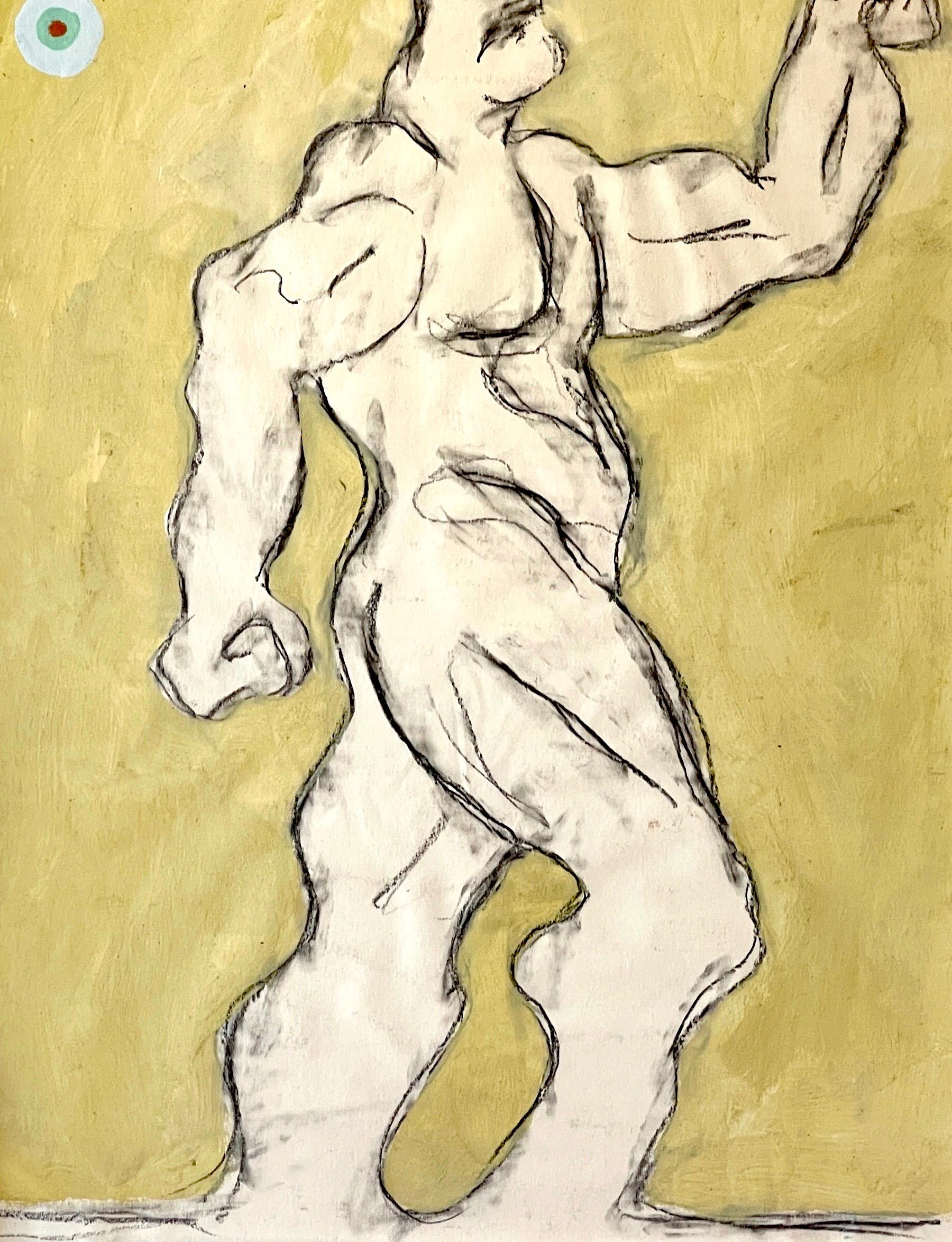 Silvered 'Hercules' Oil/Mixed Media on Paper, 1960s by Douglas D. Peden For Sale