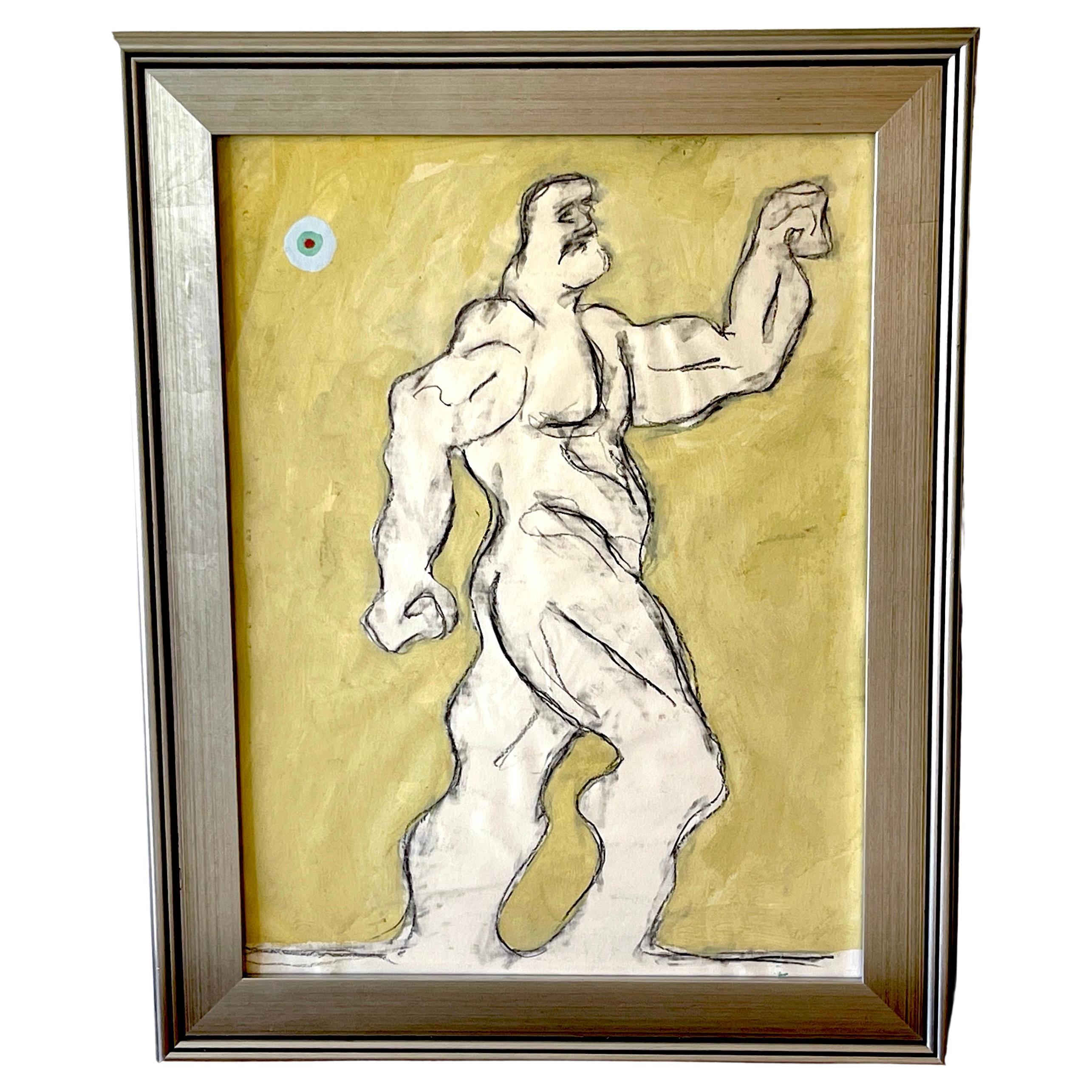  Hercule , huile/mdia mixte sur papier, par Douglas D. Peden, annes 1960