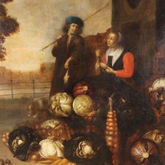 Figuren mit herbstlichem Stillleben, 17. Jahrhundert