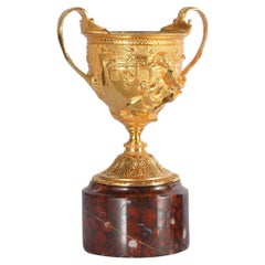 Hercules Satin brass cup with marble base