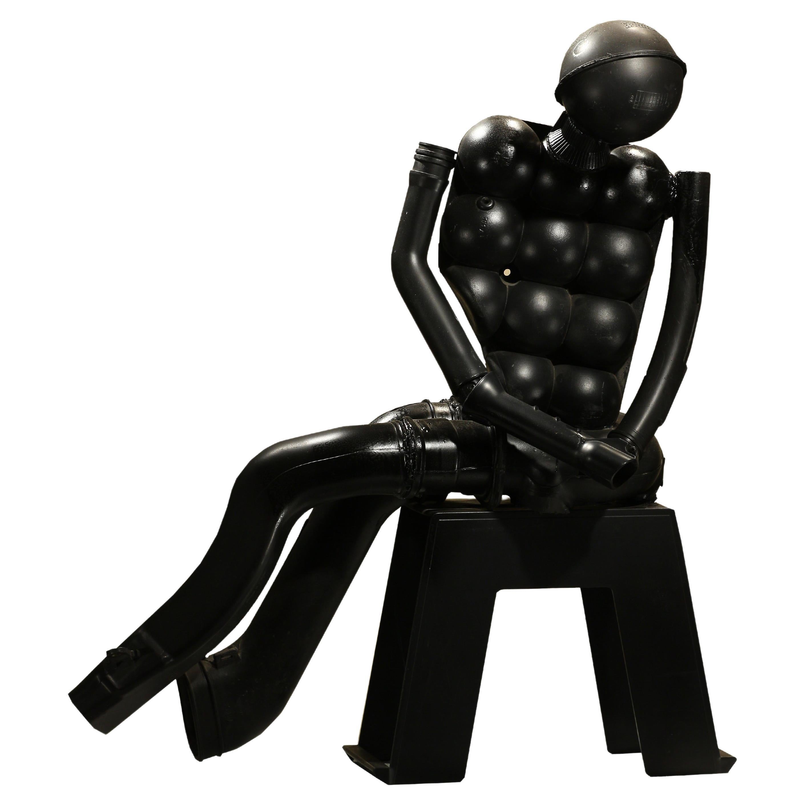 Hercules Sculpture Plastic Assemblage One of a Kind Black by Jerry Ross Barrish