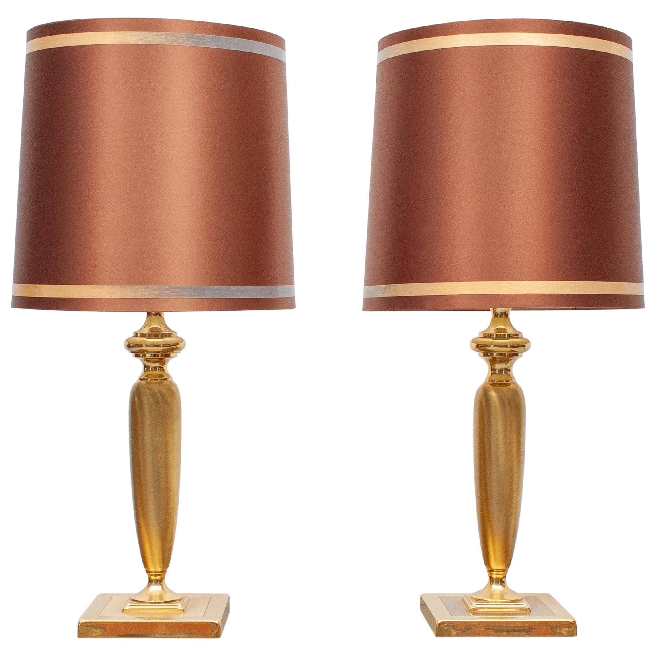 Herda Brass Table Lamps, Holland, 1970s