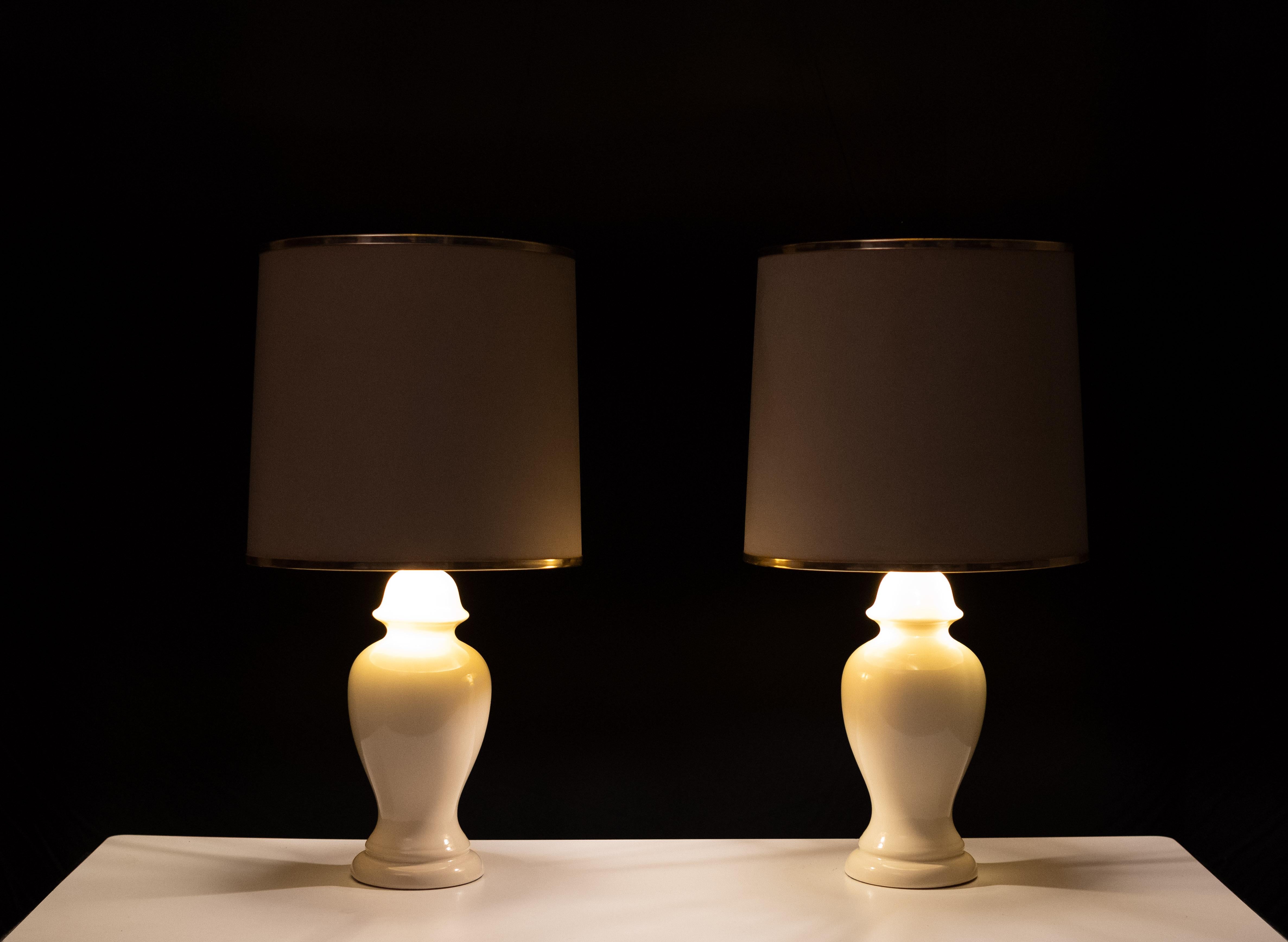 Céramique Herda  set Lampes de table en céramique assorties Abat-jour  1970s en vente