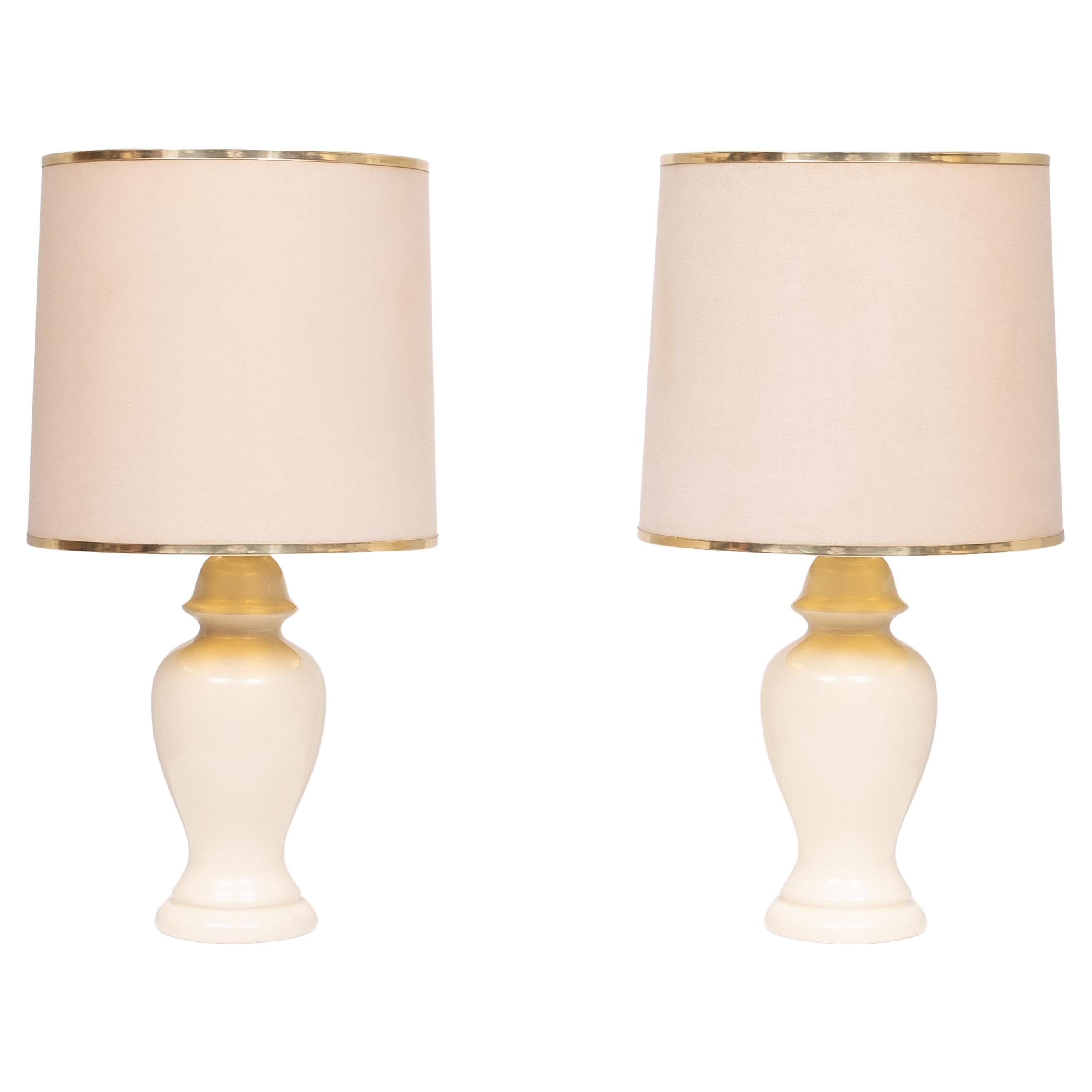 Herda  set Ceramic table lamps matching Shade  1970s