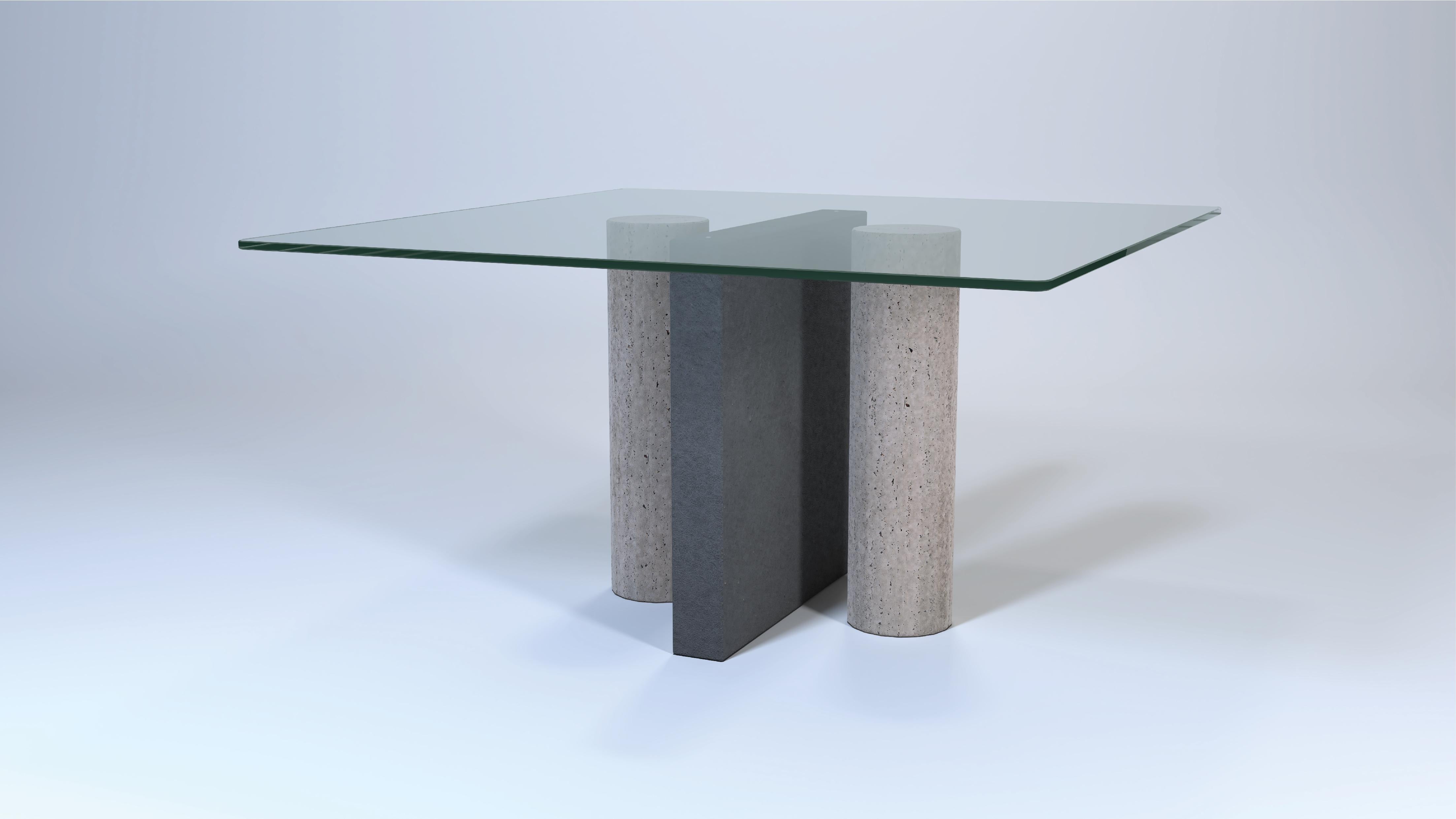 Herder Dining Table Travertine Marble & Black Slate & Crystal Spain in Stock In New Condition For Sale In VALVERDE DEL MAJANO, CL
