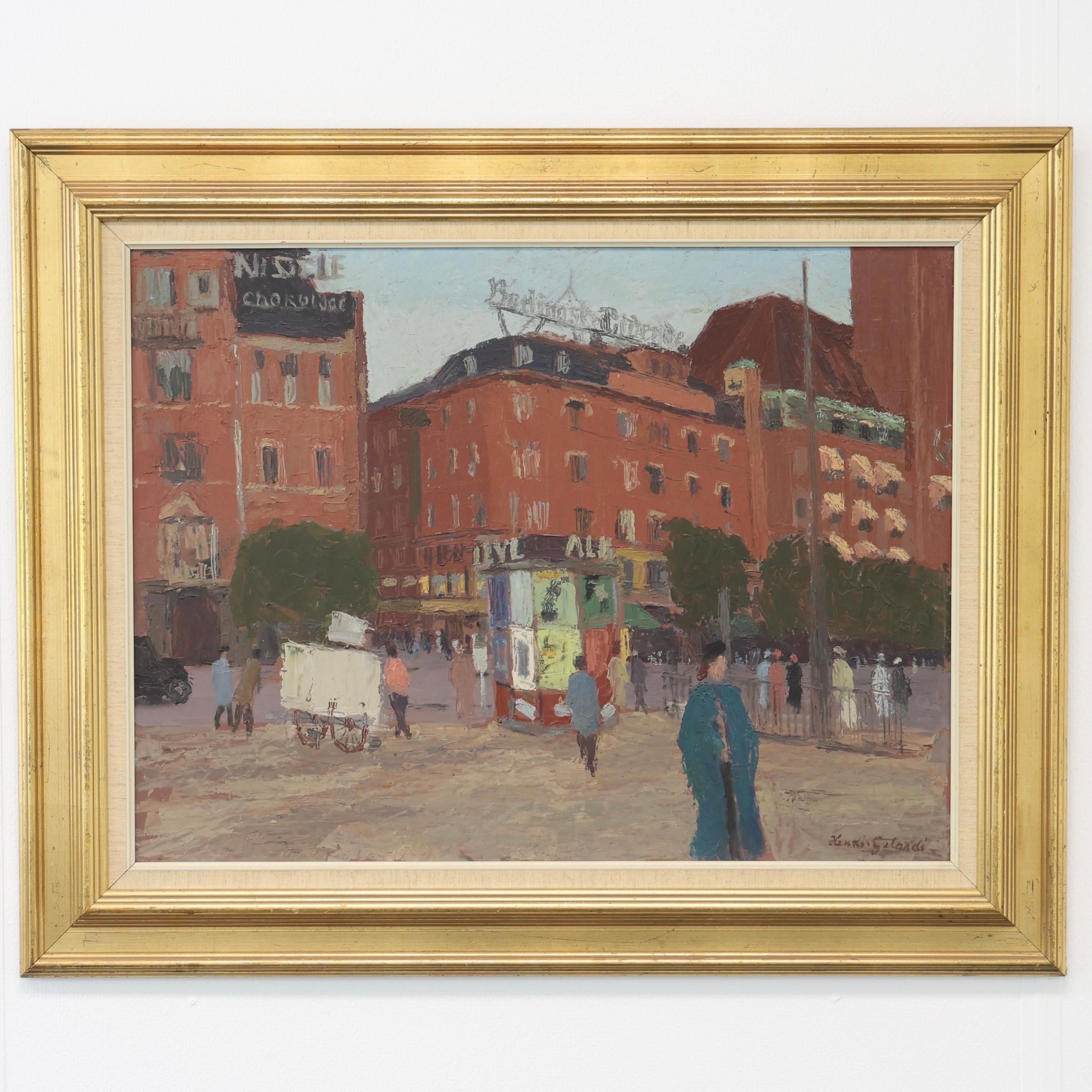 Herdis Gelardi, Naturalistische Malerei, Kopenhagener Rathausplatz, 1970er Jahre (Dänisch) im Angebot
