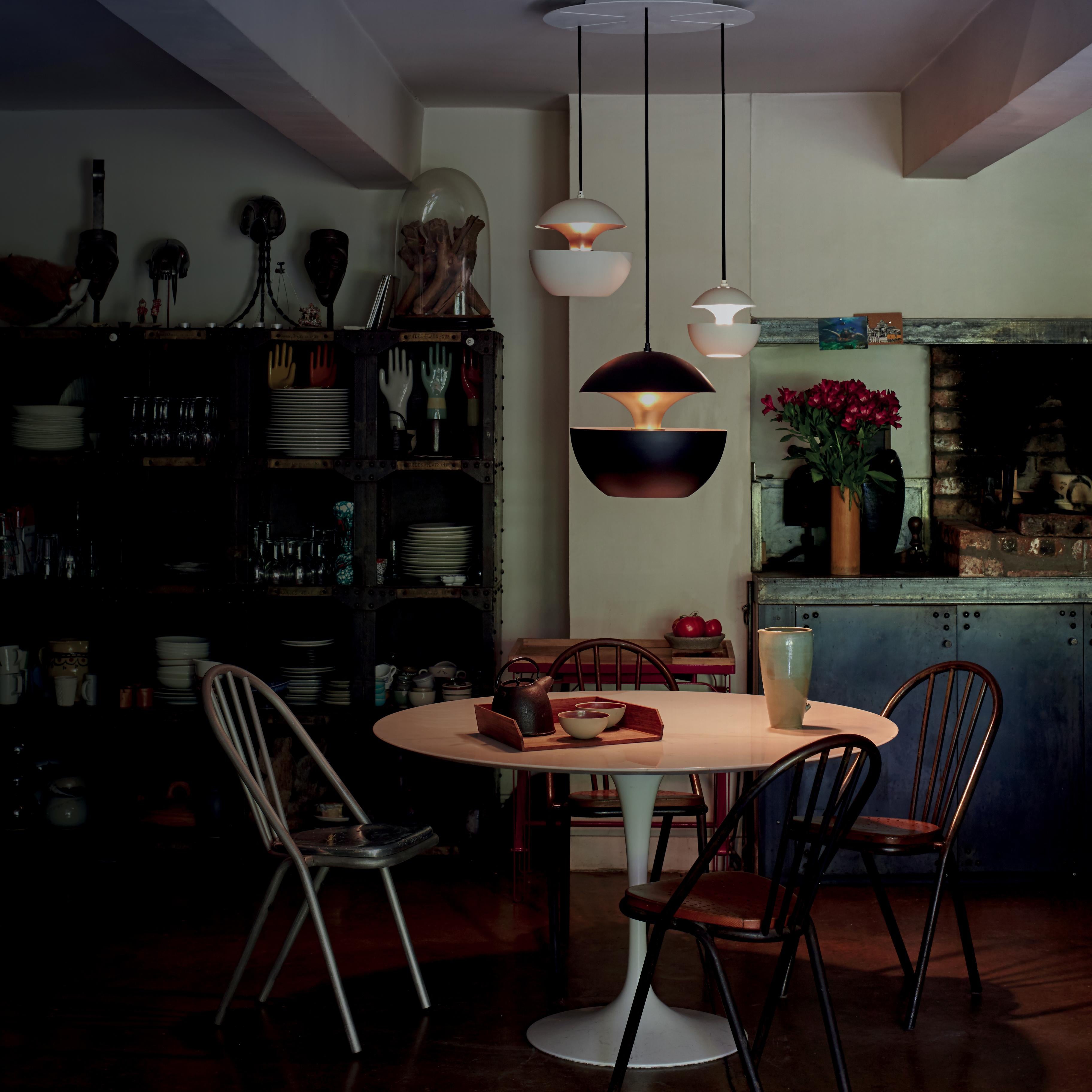 German Here Comes the Sun Extra Large Black and Copper Pendant Lamp by Bertrand Balas