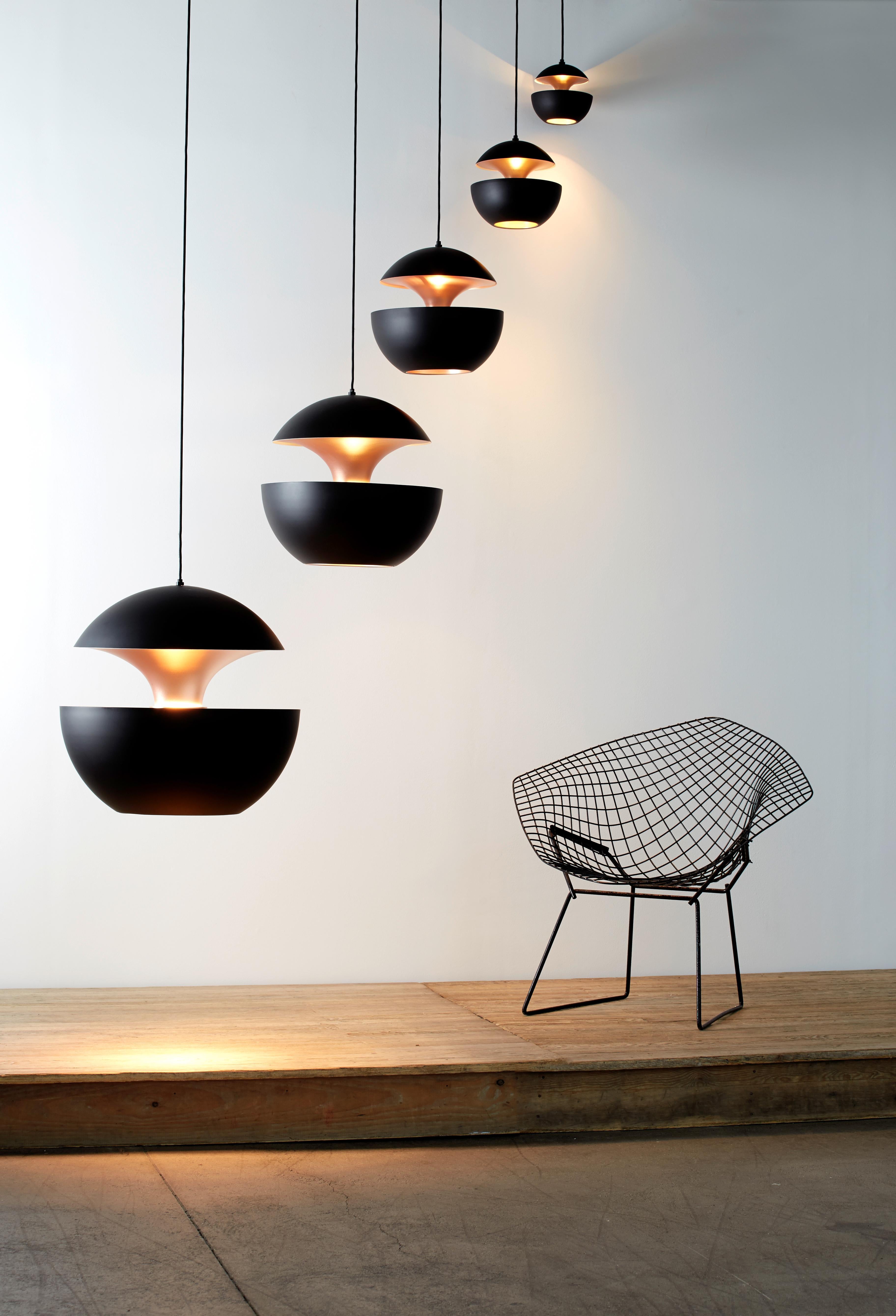 Contemporary Here Comes the Sun Extra Large Black and Copper Pendant Lamp by Bertrand Balas
