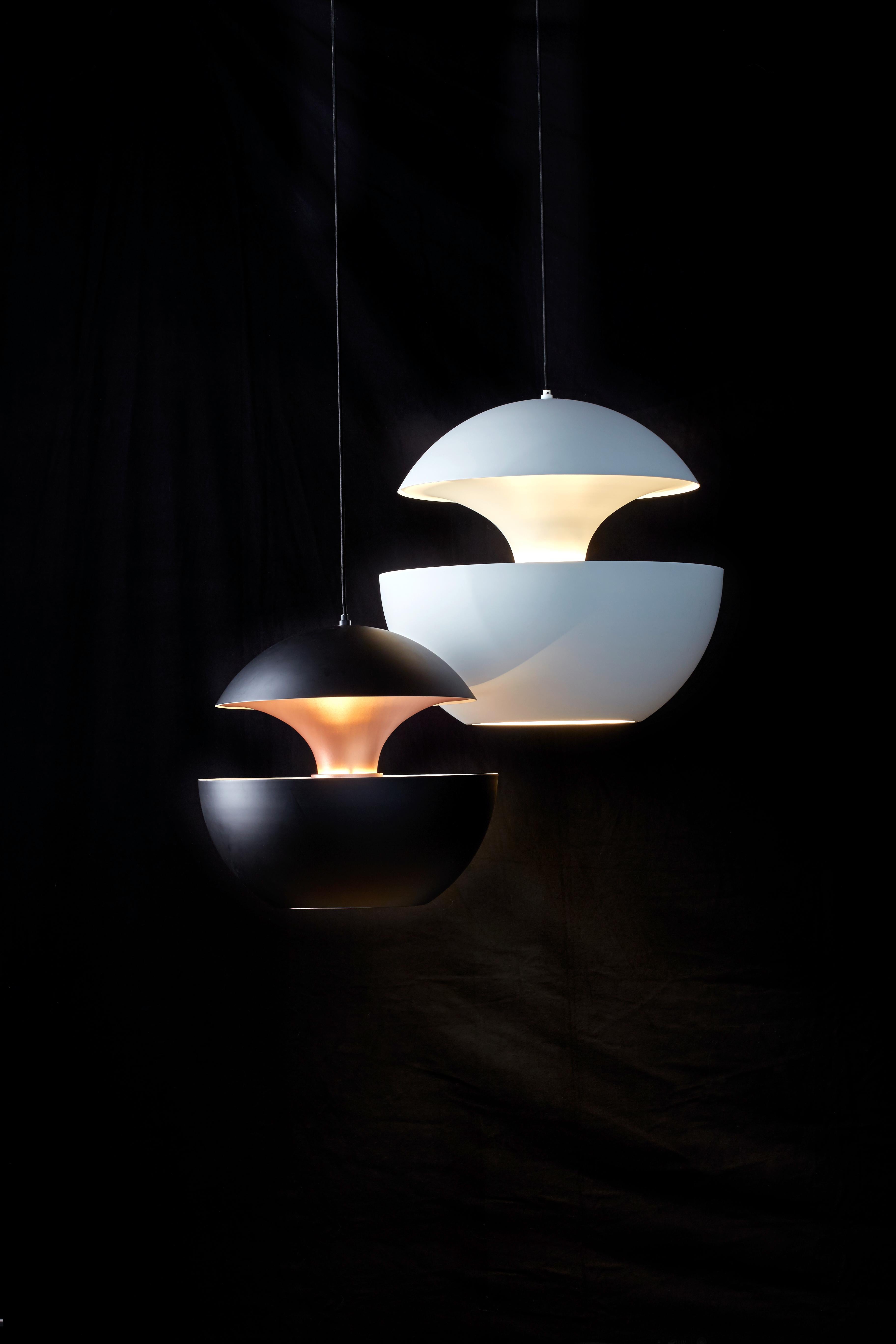 Post-Modern Here Comes the Sun Large Black and Copper Pendant Lamp by Bertrand Balas For Sale