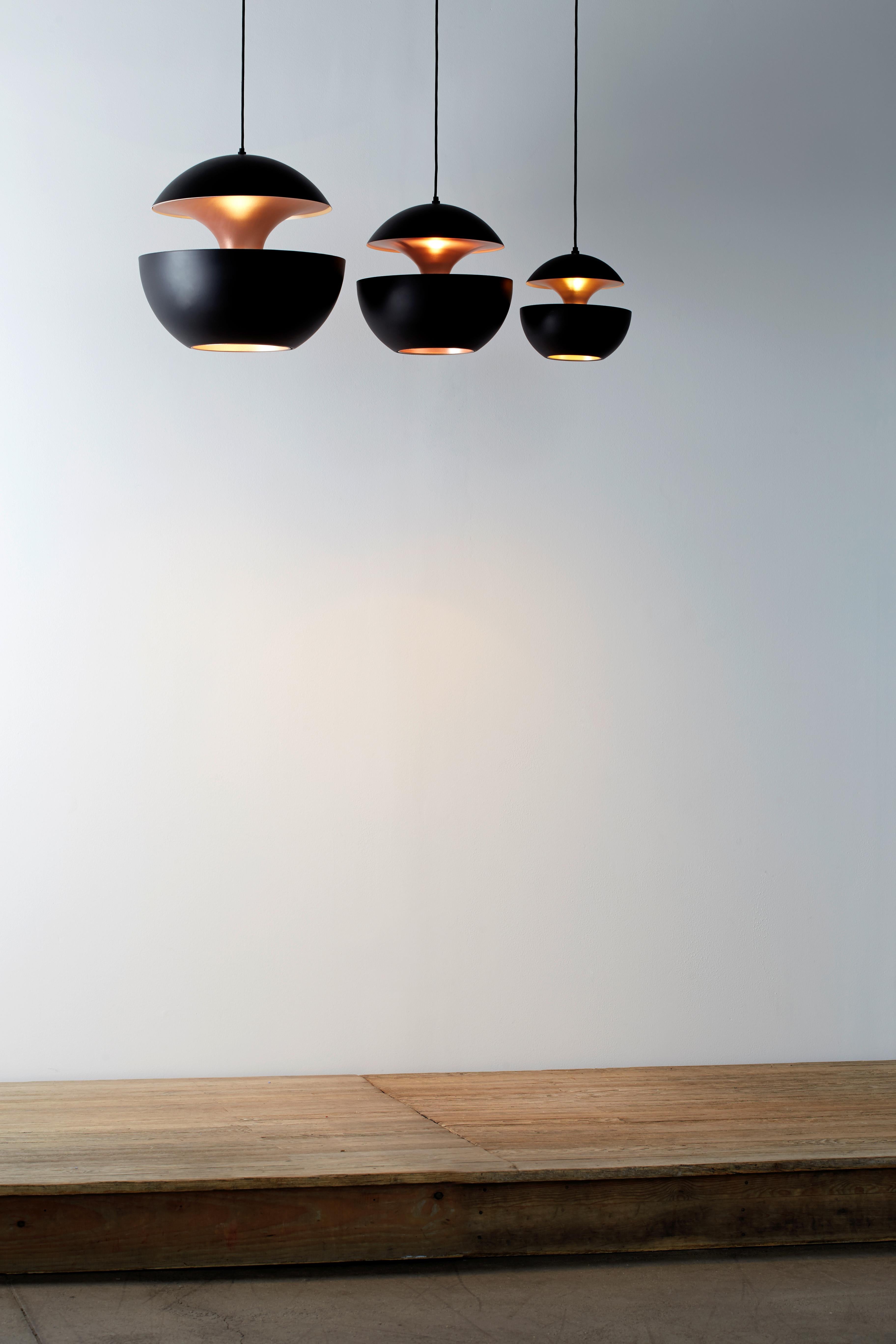 Here Comes the Sun Large Black and Copper Pendant Lamp by Bertrand Balas In New Condition For Sale In Geneve, CH