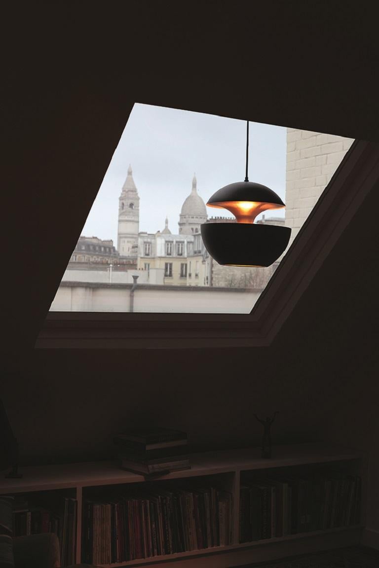 Post-Modern Here Comes the Sun Medium Black and Copper Pendant Lamp by Bertrand Balas For Sale