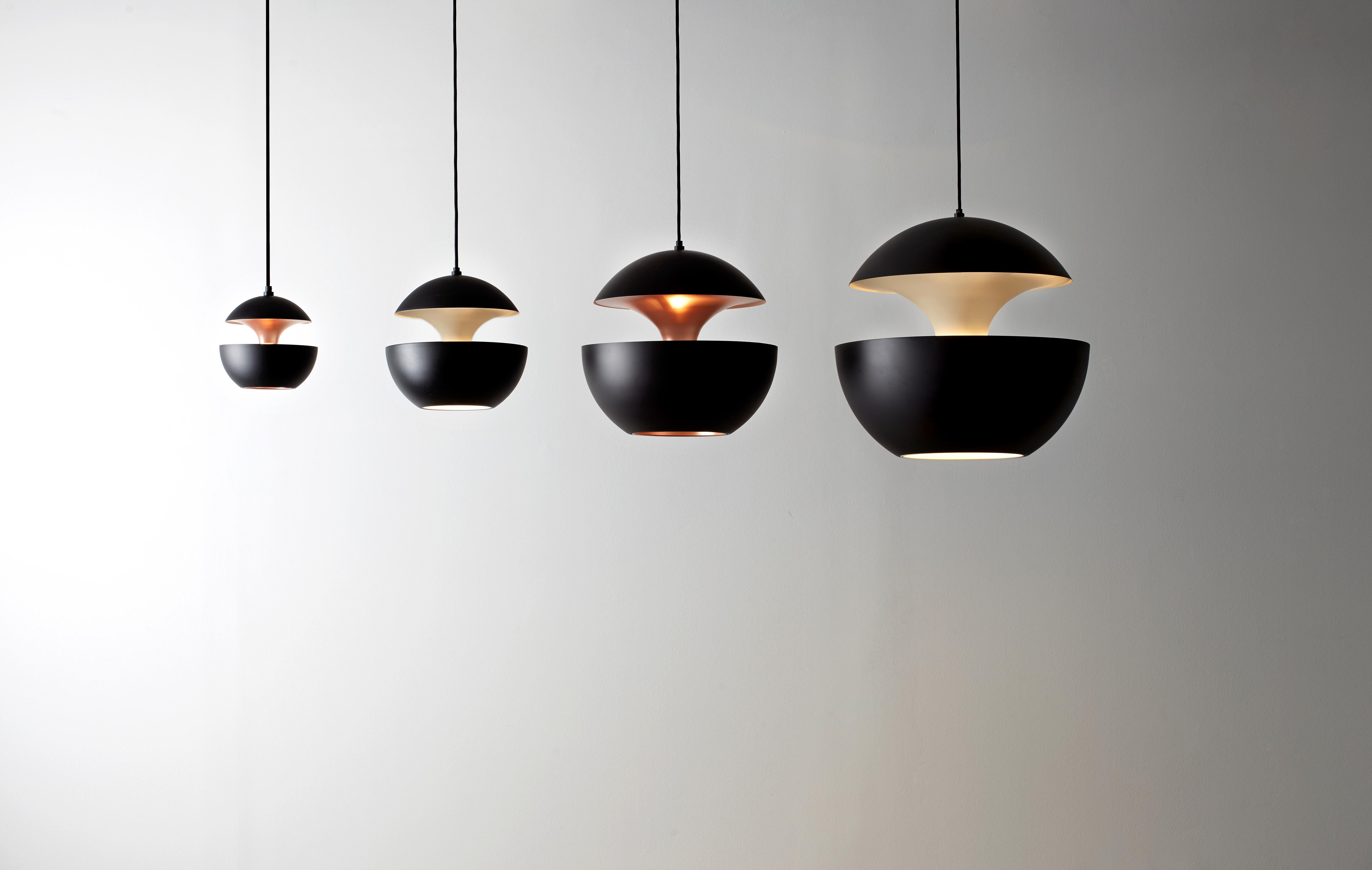Contemporary Here Comes The Sun Medium Black and Copper Pendant Lamp by Bertrand Balas