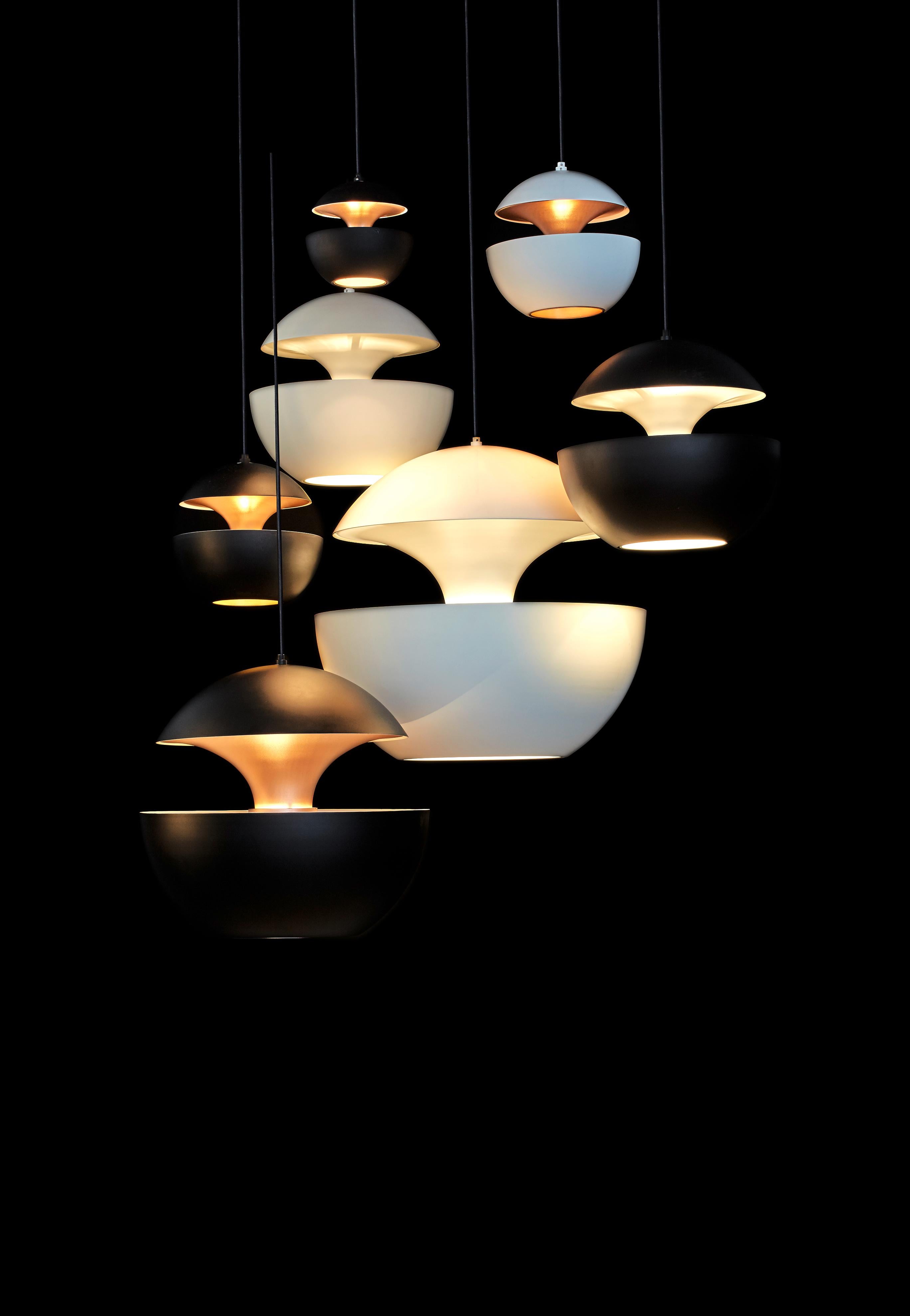 Other Here Comes the Sun Medium Black and White Pendant Lamp by Bertrand Balas For Sale