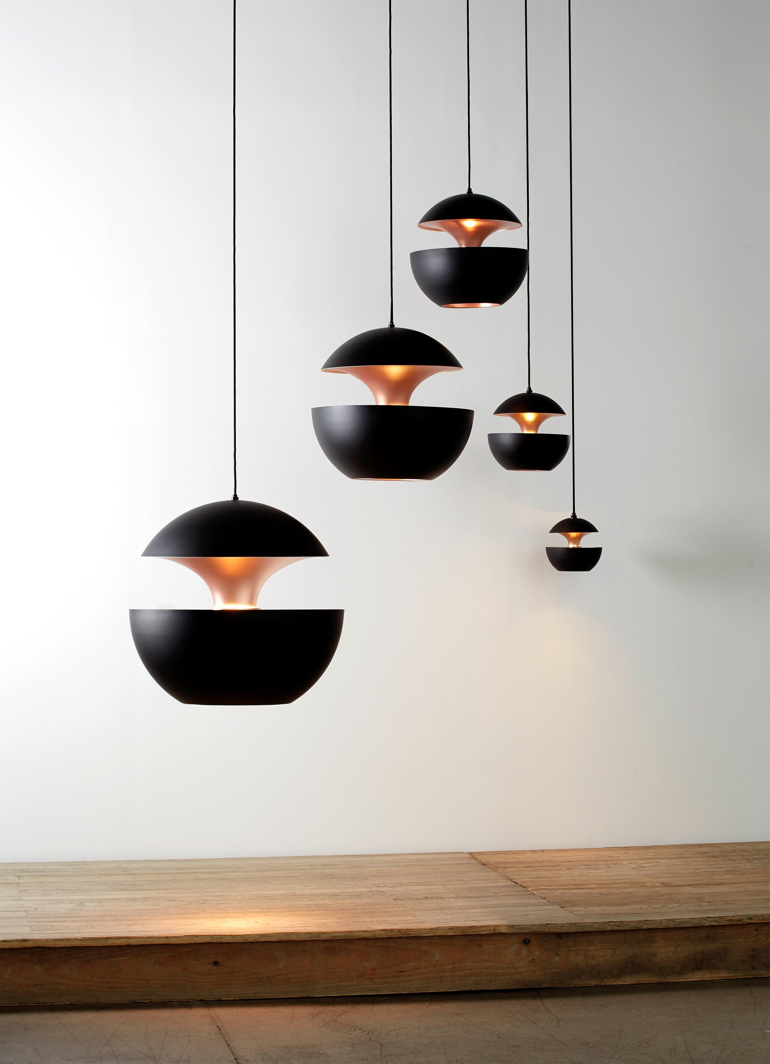 Contemporary Here Comes the Sun Small Black and Copper Pendant Lamp by Bertrand Balas