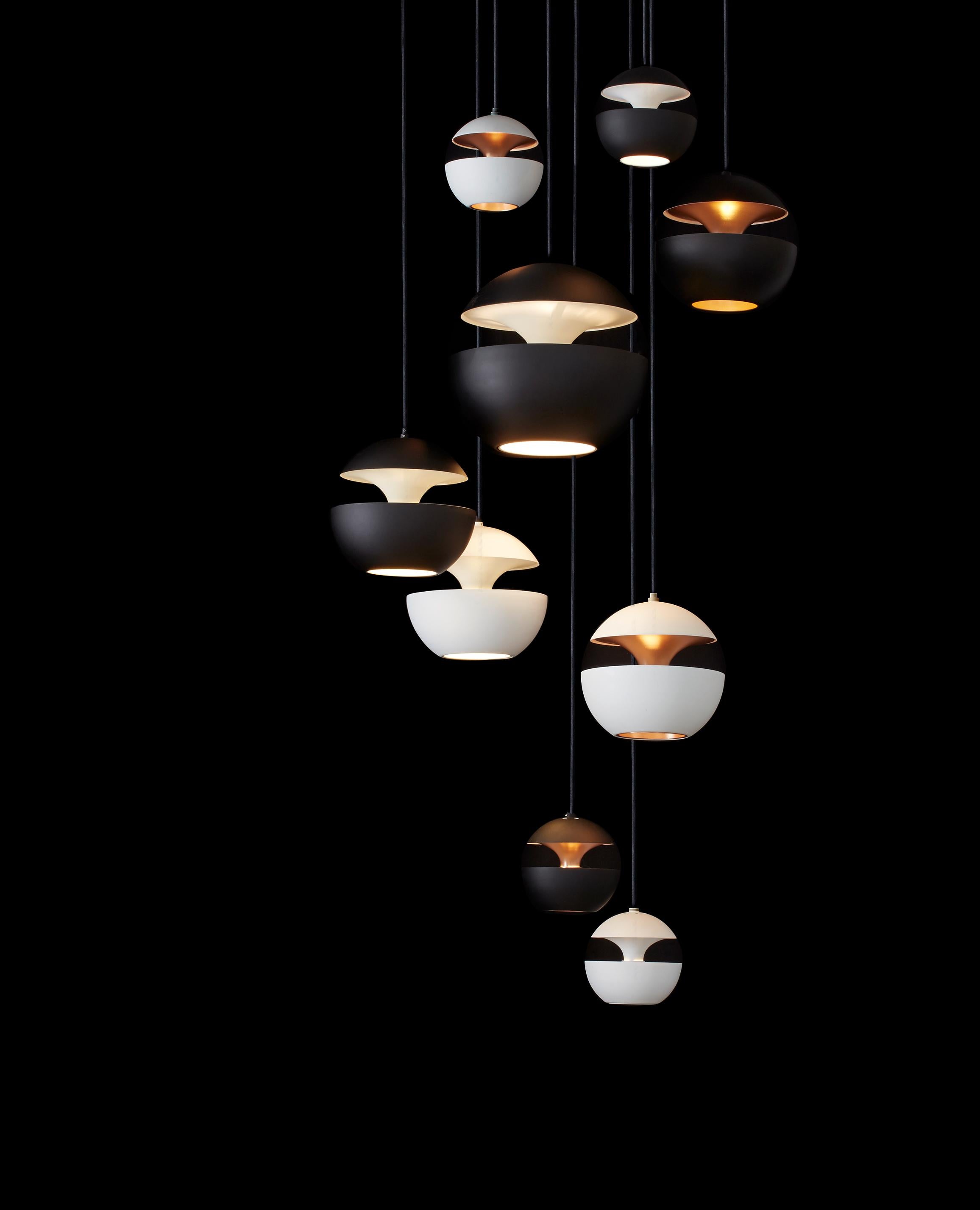 Aluminum Here Comes the Sun Small Black and Copper Pendant Lamp by Bertrand Balas For Sale