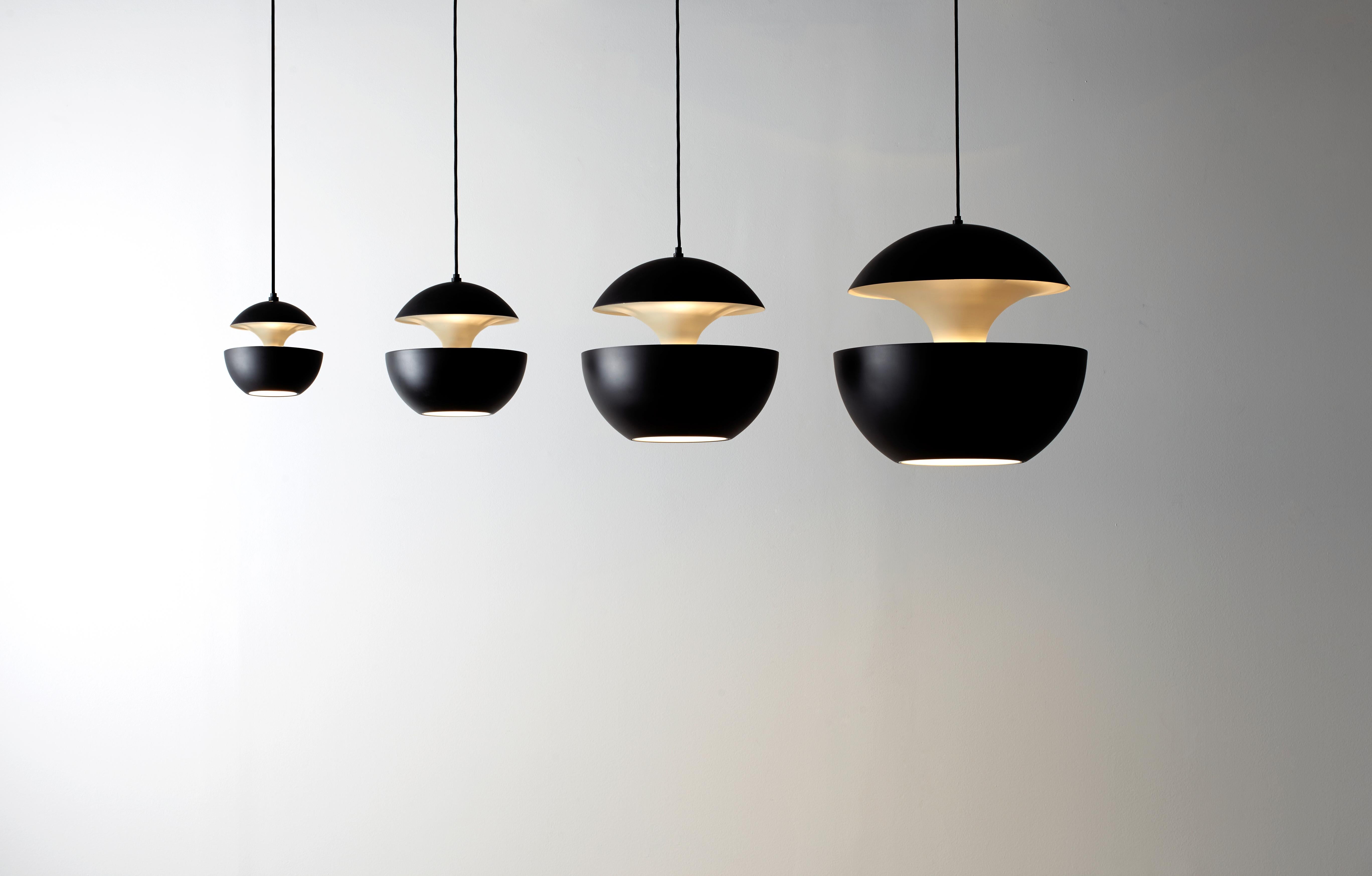 Contemporary Here Comes the Sun Small Black and White Pendant Lamp by Bertrand Balas