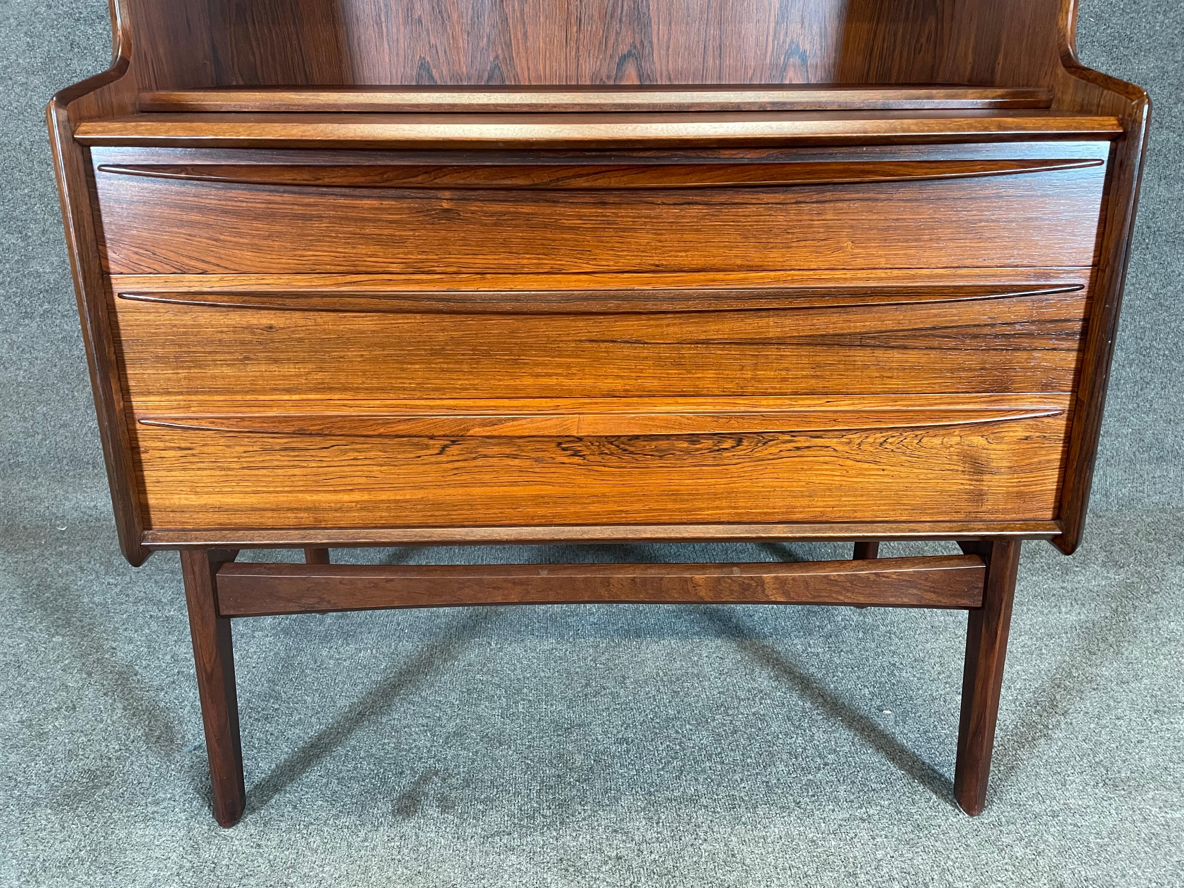 Woodwork Here is a beautiful Scandinavian modern secretary-desk-bookcase manufactured in  For Sale