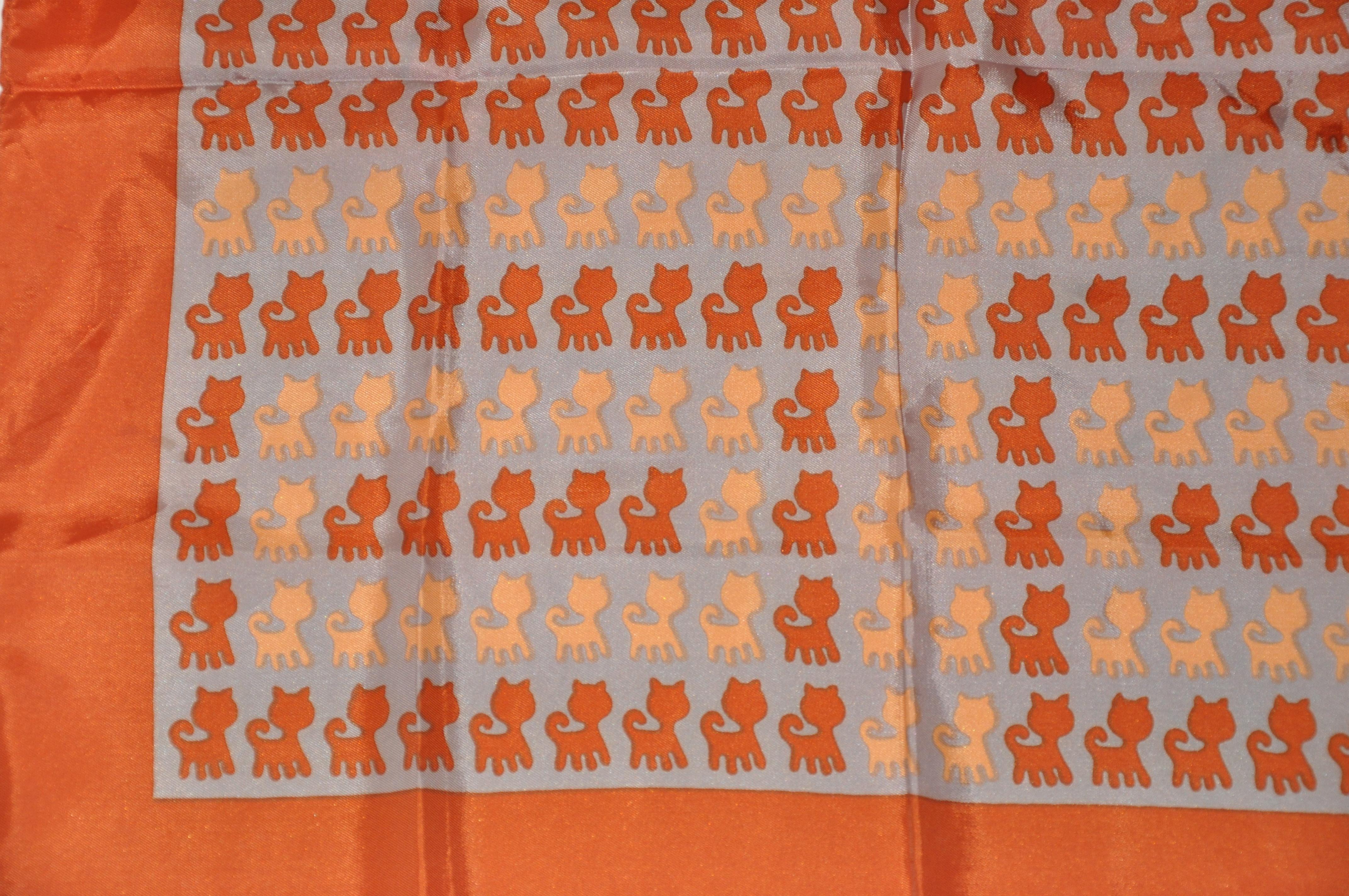 Here, Kitty Kitty Kitty With Golden Brown Borders Scarf For Sale 1