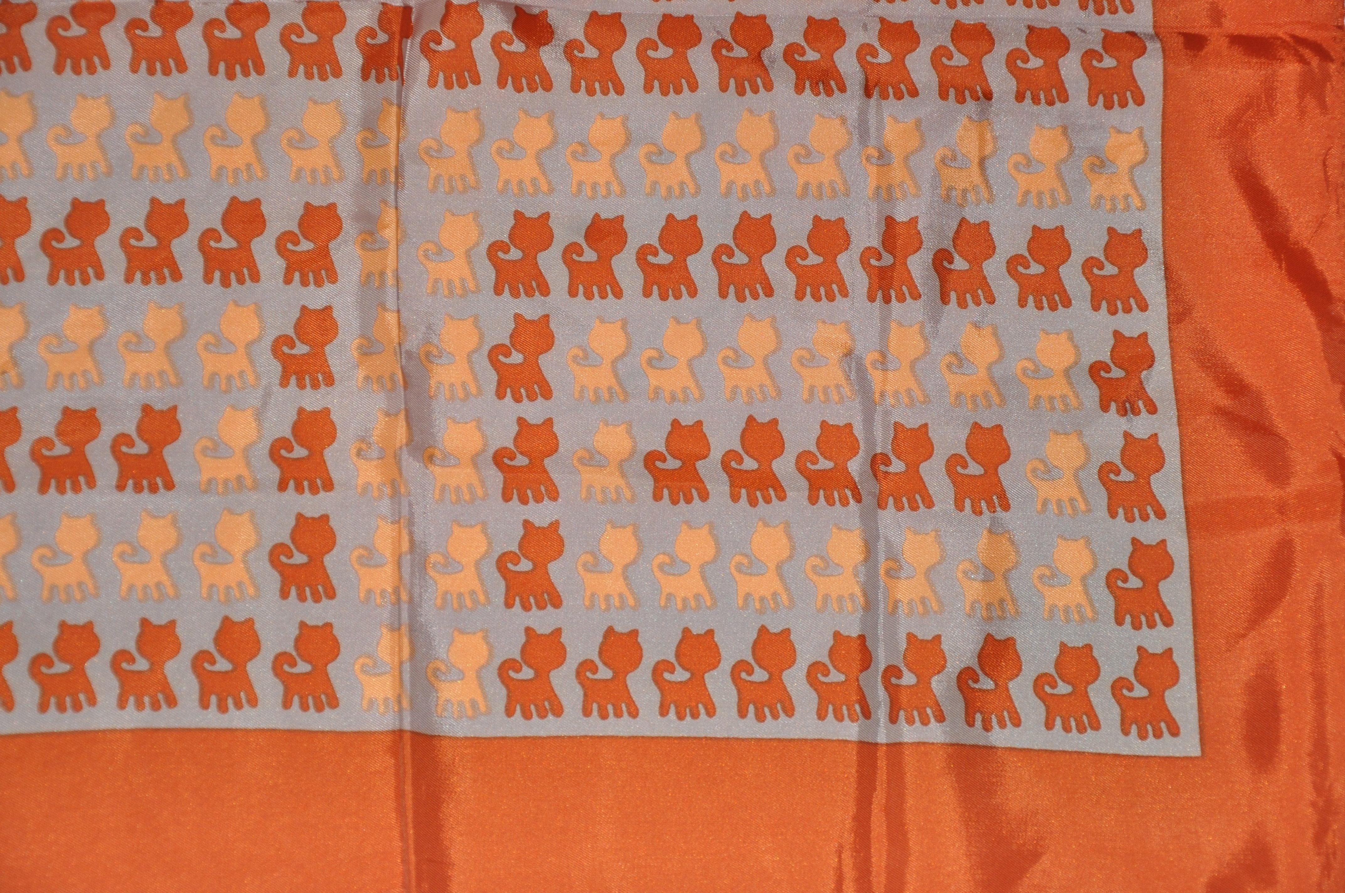 Here, Kitty Kitty Kitty With Golden Brown Borders Scarf For Sale 2