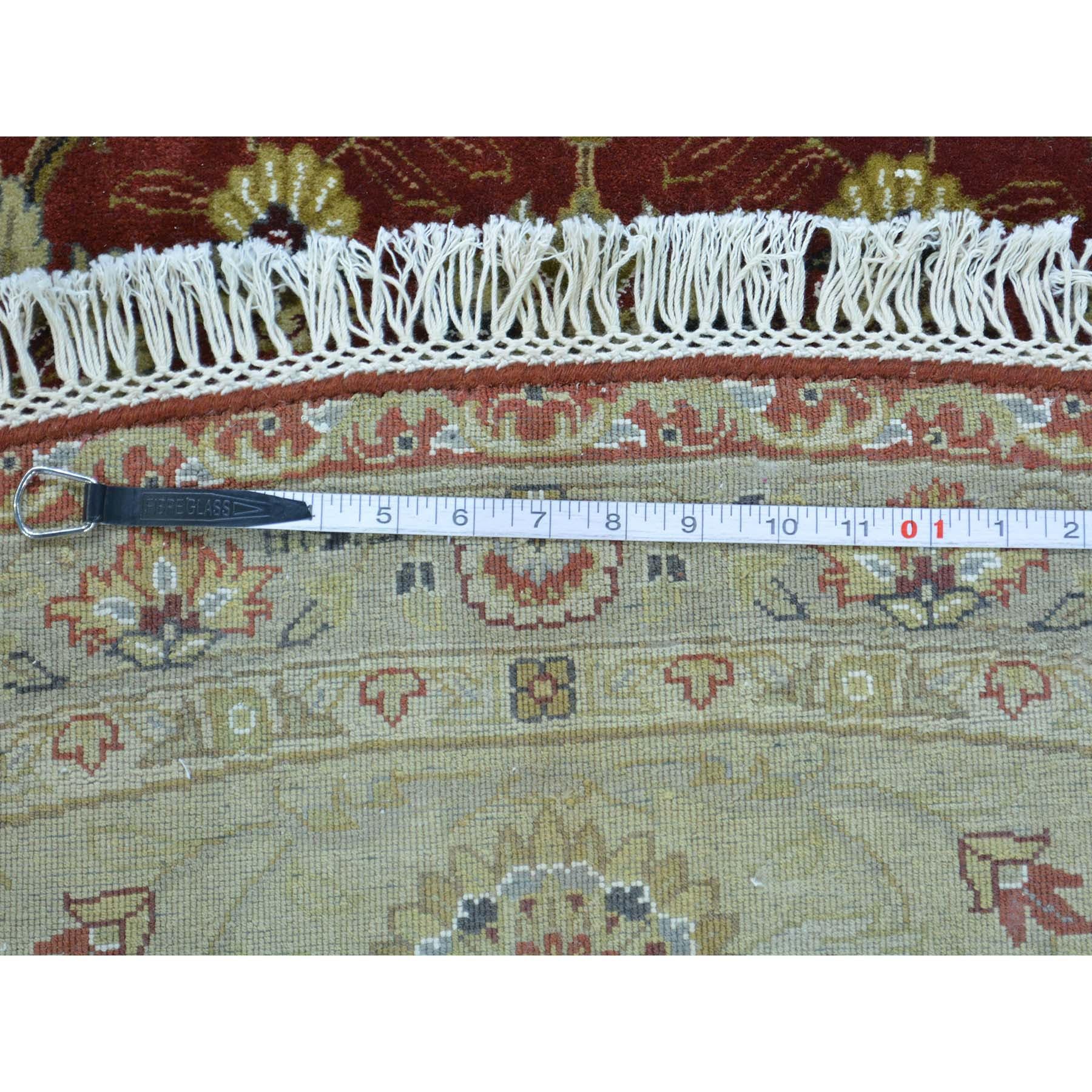 Hand-Knotted Hereke Design 300 KPSI Round Wool and Silk Hand Knotted Oriental Rug
