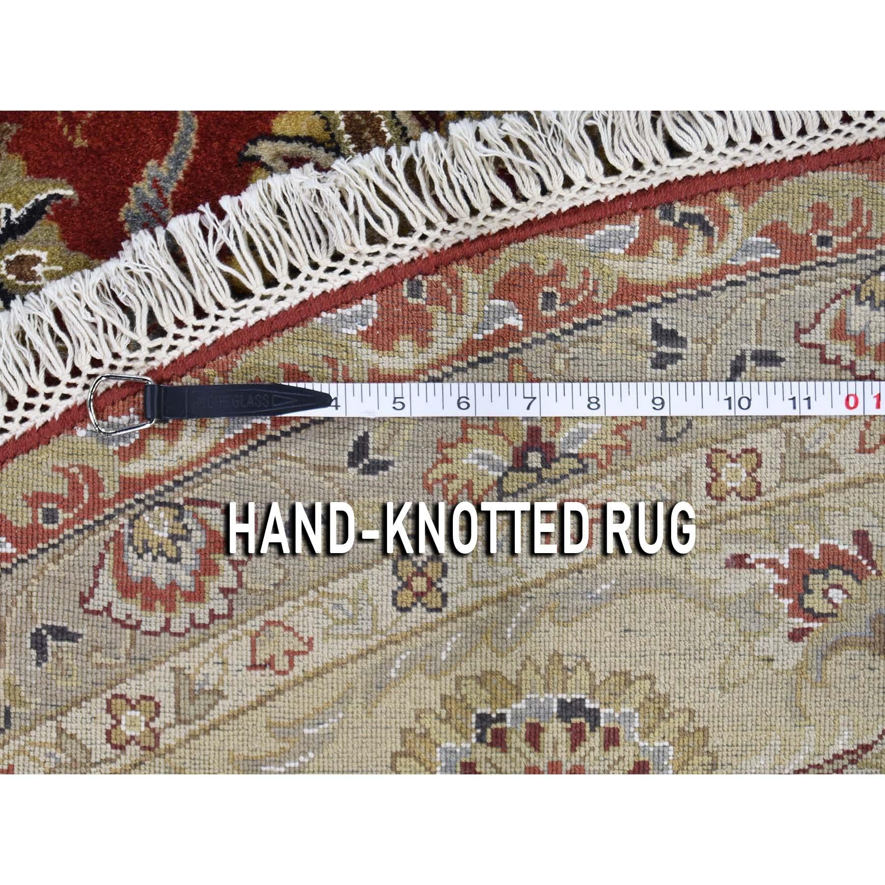 Hereke Design Wool and Silk Hand Knotted 300 Kpsi Round Oriental Rug 5